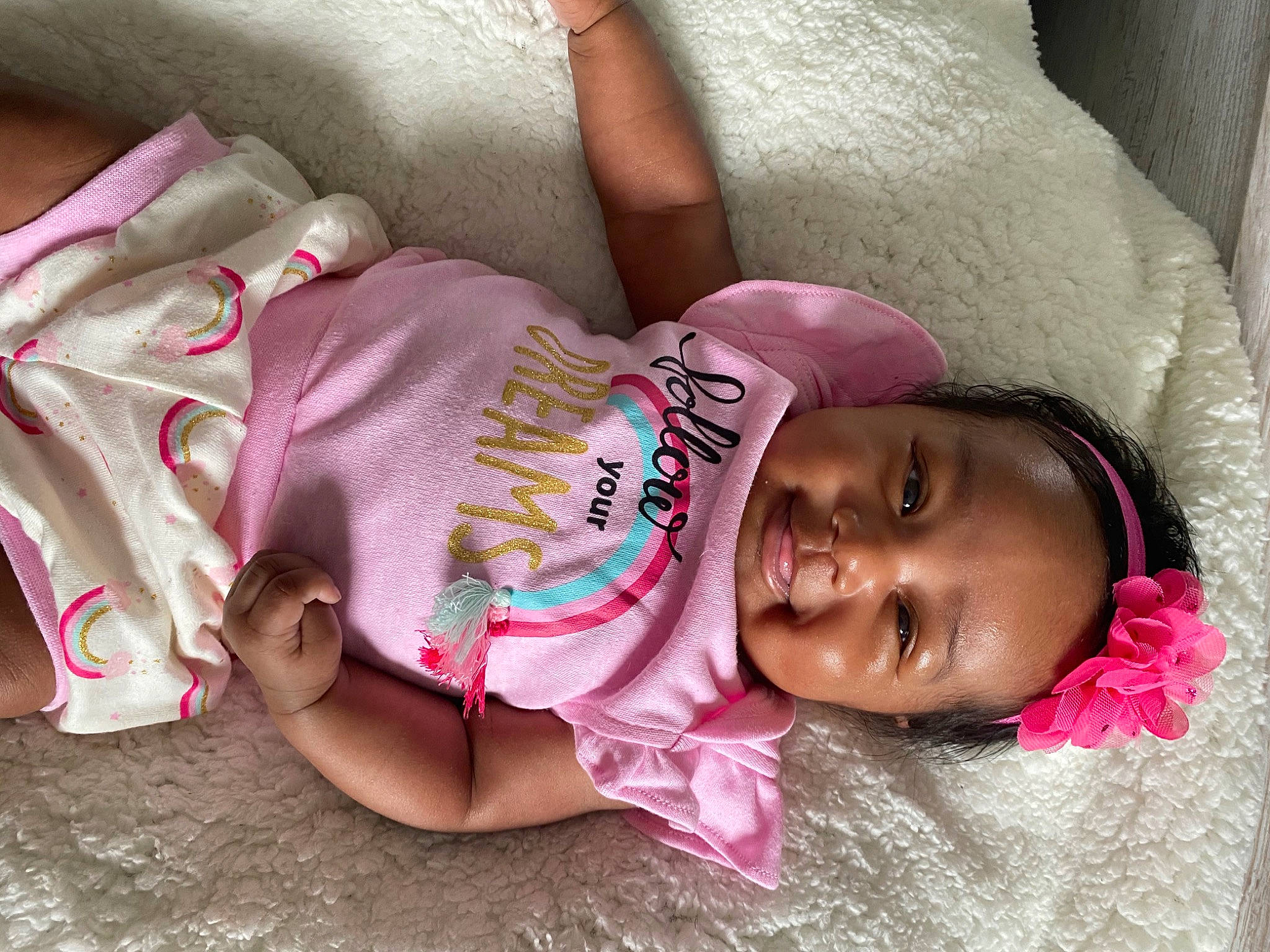Kylyn is registered to the contest to win money with this photo: baby, baby_toddler_clothing, cheek, comfort, facial_expression, finger, hair, hand, happy, human_body, leg, lip, mammal, mouth, neck, nose, person, pink, skin, sleeve