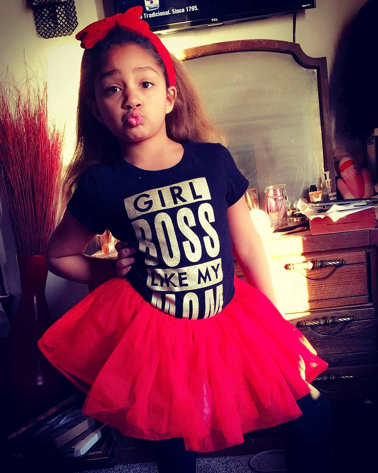 Anya is registered to the contest to win money with this photo: ballet_tutu, clothing, cool, costume, dress, fashion, lip, magenta, person, pink, red, style, t_shirt, top, waist