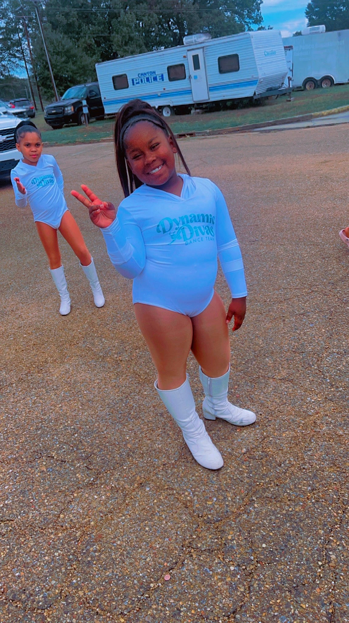 Pariss joined the competition — help win amazing prizes! asphalt, electric_blue, fun, human_leg, joy, knee, person, smile, sneakers, sock, sportswear, summer, thigh, tire, truck, trunk, uniform, vacation, van, vehicle