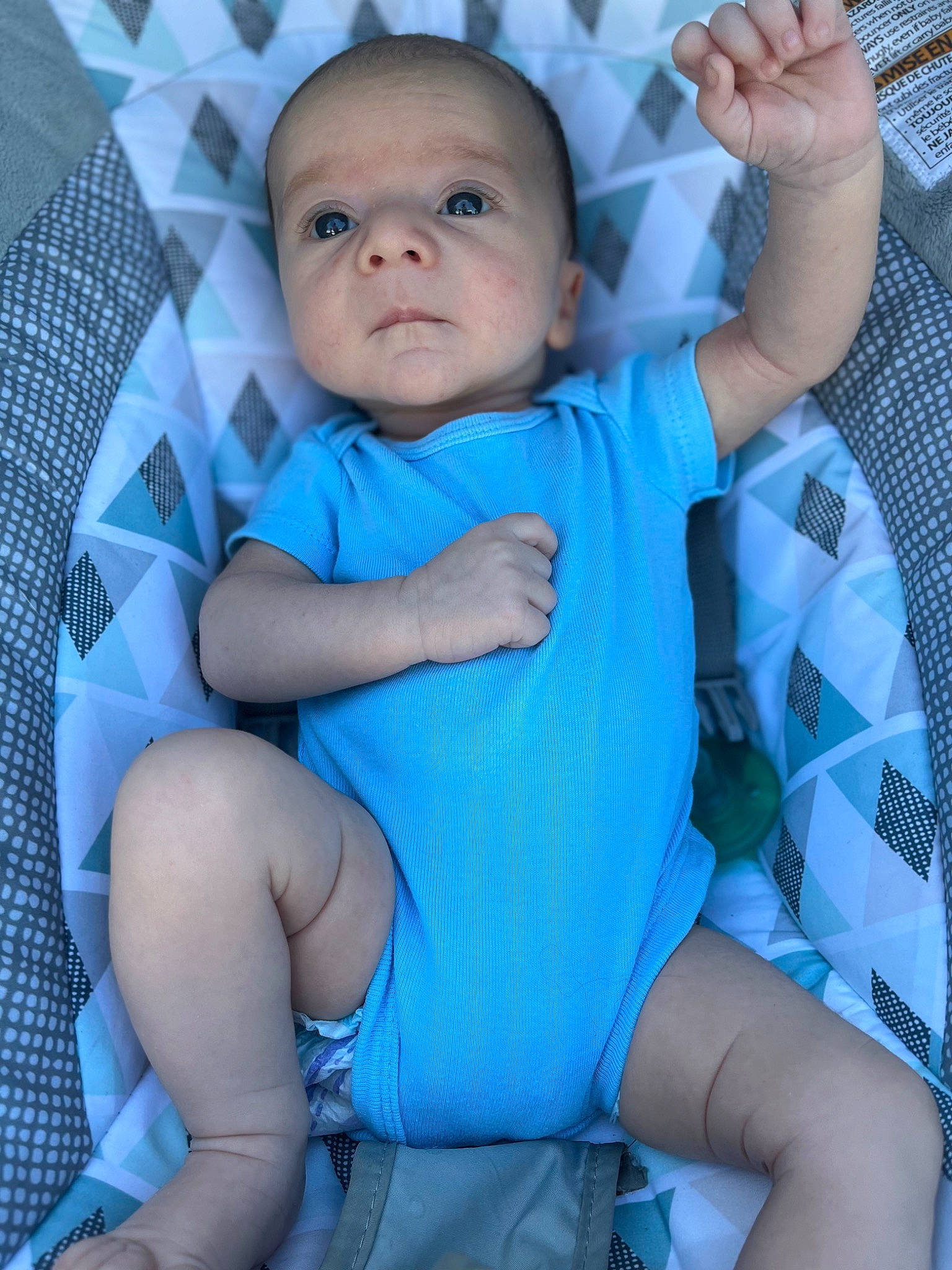 Vincent joined the competition — help win amazing prizes! abdomen, arm, baby, baby_products, baby_toddler_clothing, cheek, comfort, electric_blue, finger, hand, iris, lap, person, sitting, skin, sleeve, thigh, thumb, toddler, trunk