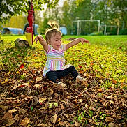 Skylar joined the competition — help win amazing prizes! autumn, casual_clothing, child, daylight, fall, fun, grass, greenery, happy, joyful, leaves, nature, outdoor, park, play, smiling, sunlight, toddler, tree, young