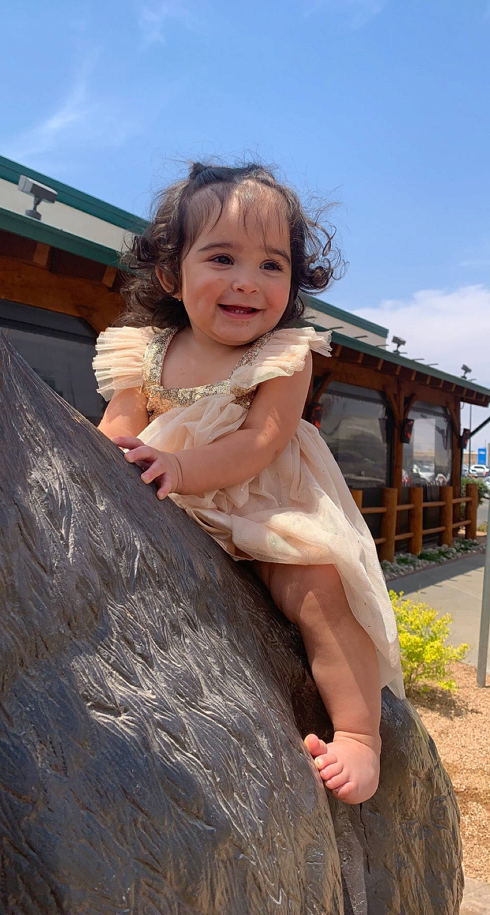 Kataleya is registered to the contest to win money with this photo: baby, child, cloud, event, flash_photography, fun, grass, hairstyle, happy, human_leg, joy, leisure, mammal, person, plant, sitting, skin, sky, smile, toddler