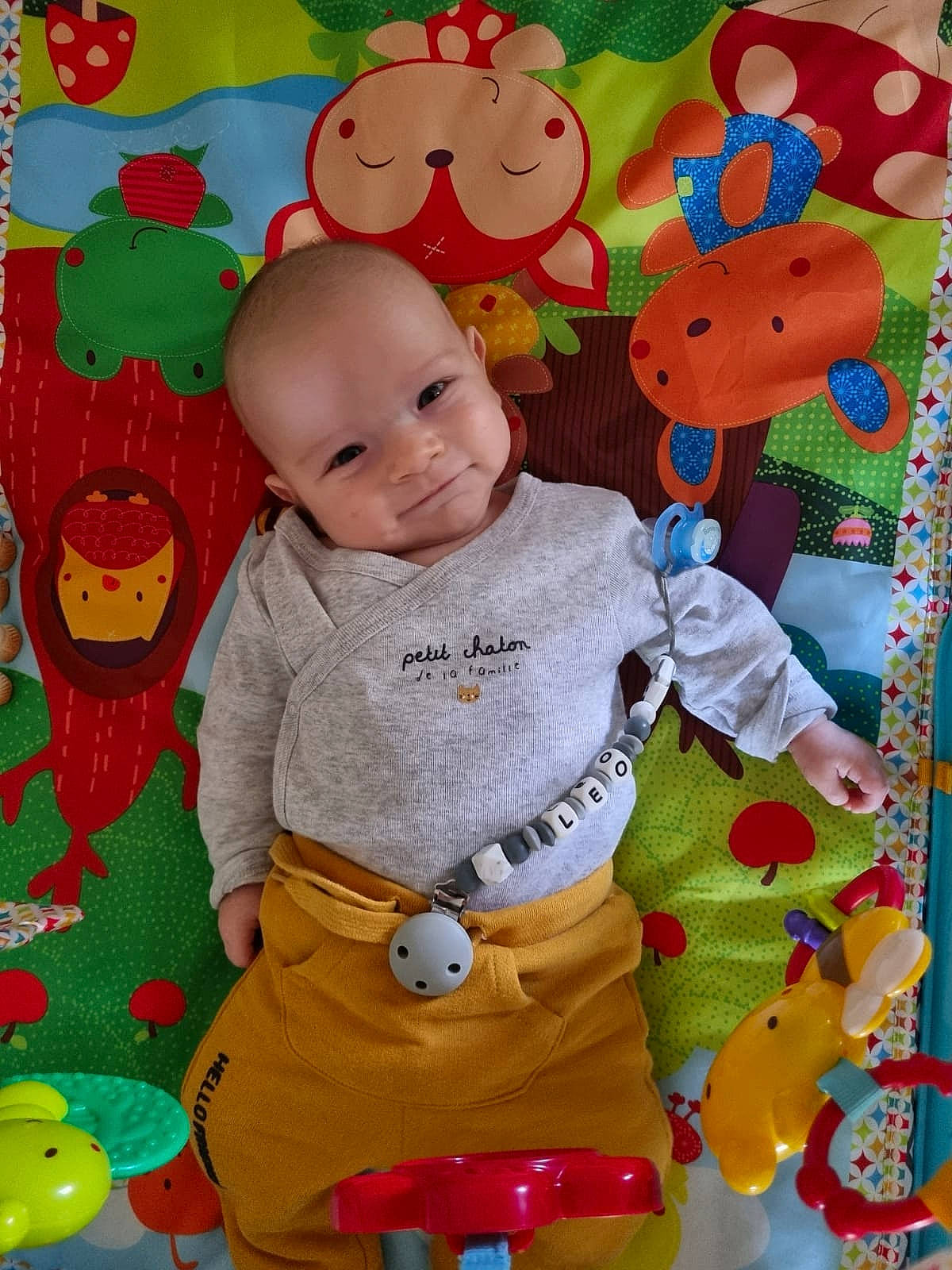 Leo participe au concours pour gagner de l'argent avec cette photo : art, baby, baby_toddler_clothing, cheek, child, face, green, happy, head, leaf, orange, person, pink, product, red, sleeve, smile, textile, toddler, white