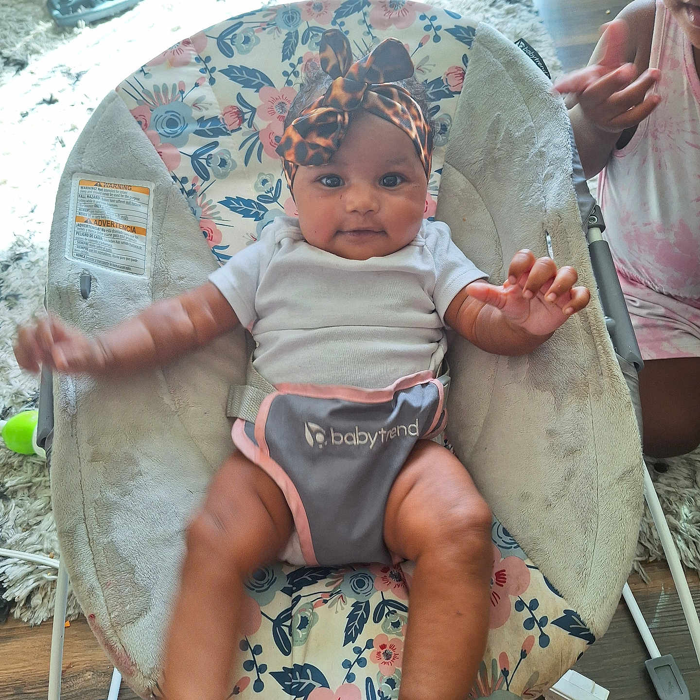 Arielah is registered to the contest to win money with this photo: baby, bodypart, chair, clothing, cushion, cutlery, diaper, face, finger, furniture, hand, hat, head, homedecor, machine, person, photography, portrait, spoon, wheel