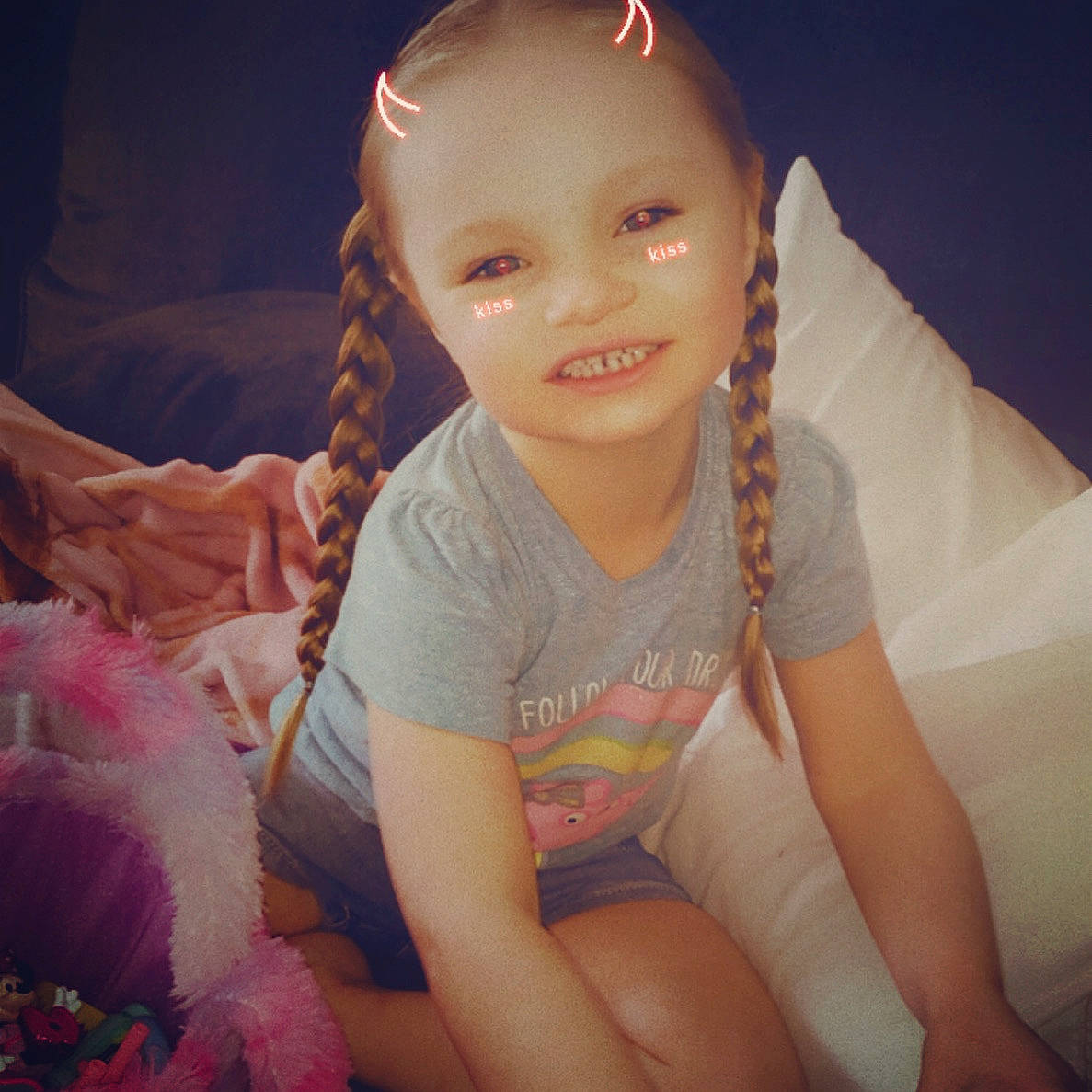 Willow joined the competition — help win amazing prizes! baby_toddler_clothing, comfort, finger, flash_photography, fun, gesture, hand, happy, human_body, joy, lip, mouth, person, pink, skin, sleeve, smile, t_shirt, textile, thigh