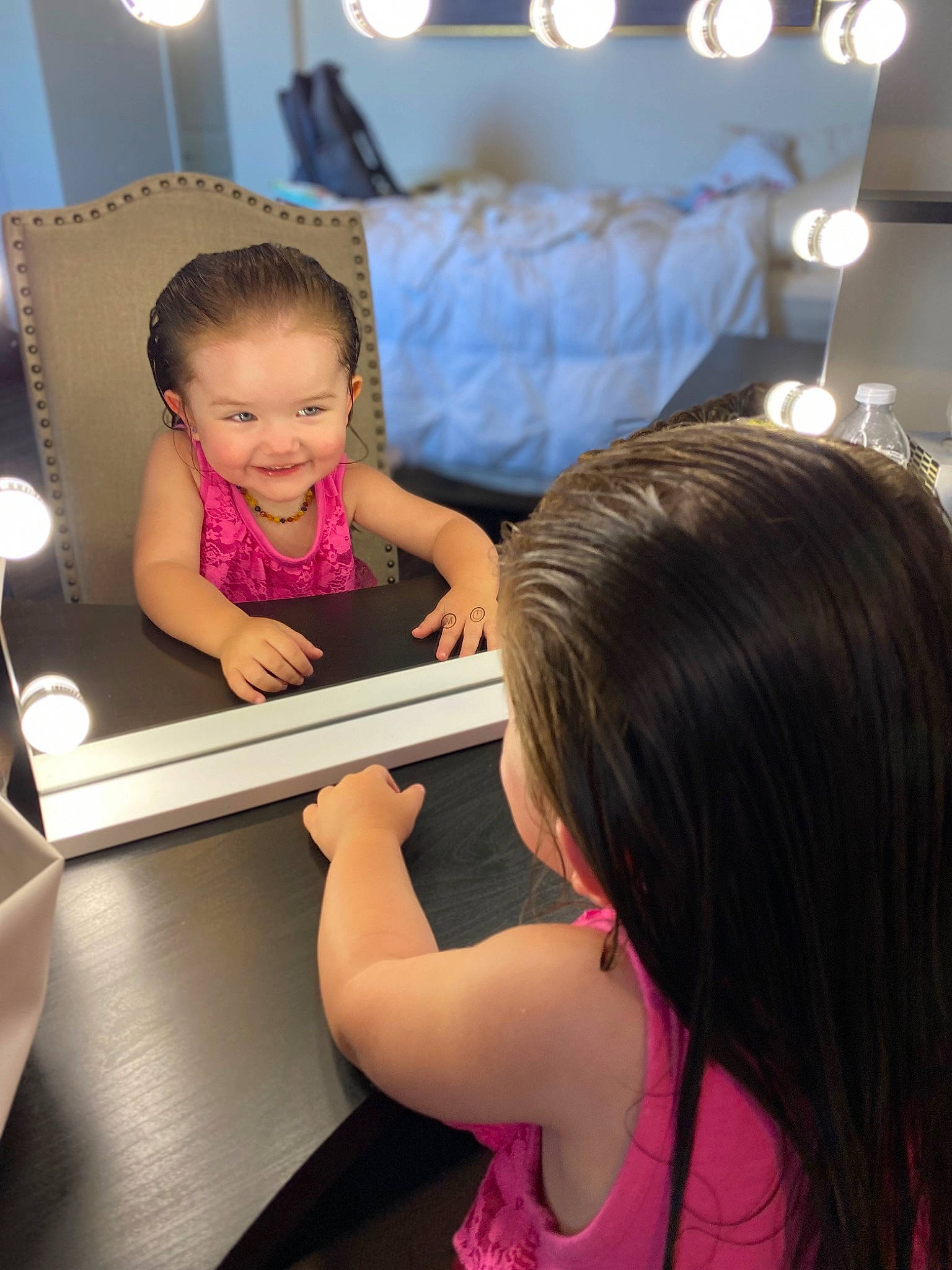 Sophie joined the competition — help win amazing prizes! baby, child, electronic_device, event, fashion, fun, gadget, gesture, hairstyle, happy, human, joy, leisure, mouth, person, pink, skin, smile, t_shirt, table