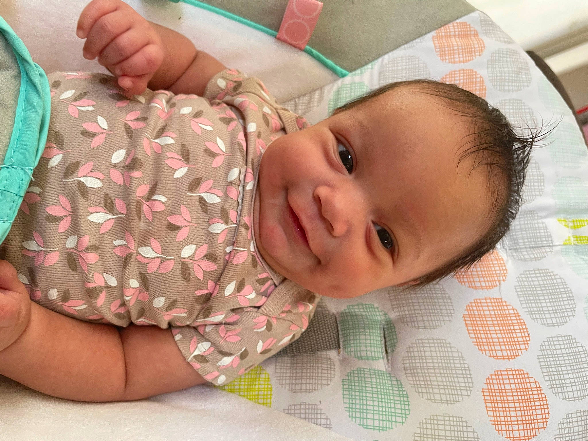 Marley joined the competition — help win amazing prizes! baby, baby_products, baby_safety, baby_toddler_clothing, cheek, child, comfort, fun, happy, head, iris, joy, linens, mouth, pattern, person, pink, skin, sleeve, smile