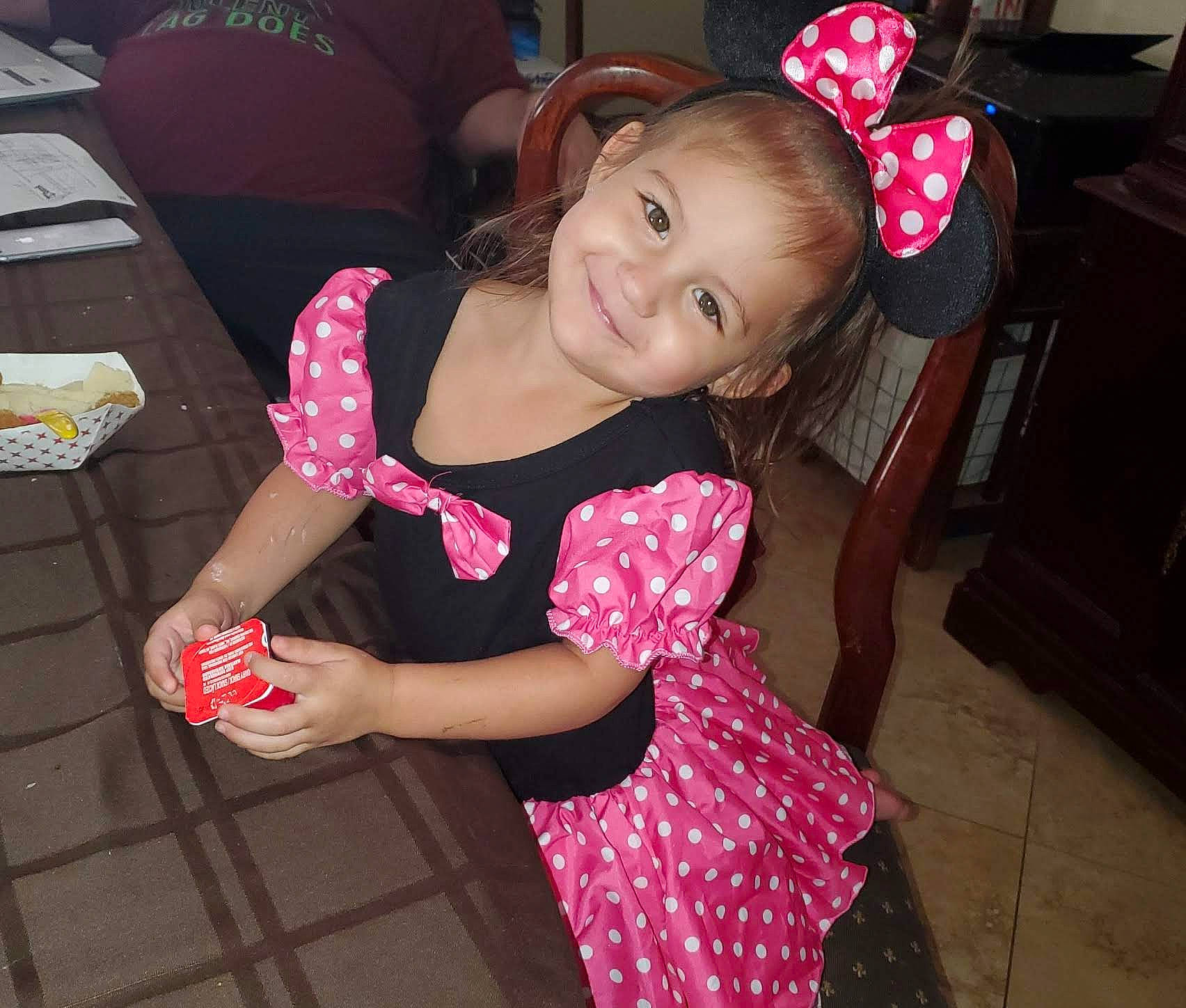 Elia joined the competition — help win amazing prizes! child, design, dress, joy, party, pattern, person, pink, polka_dot, toddler