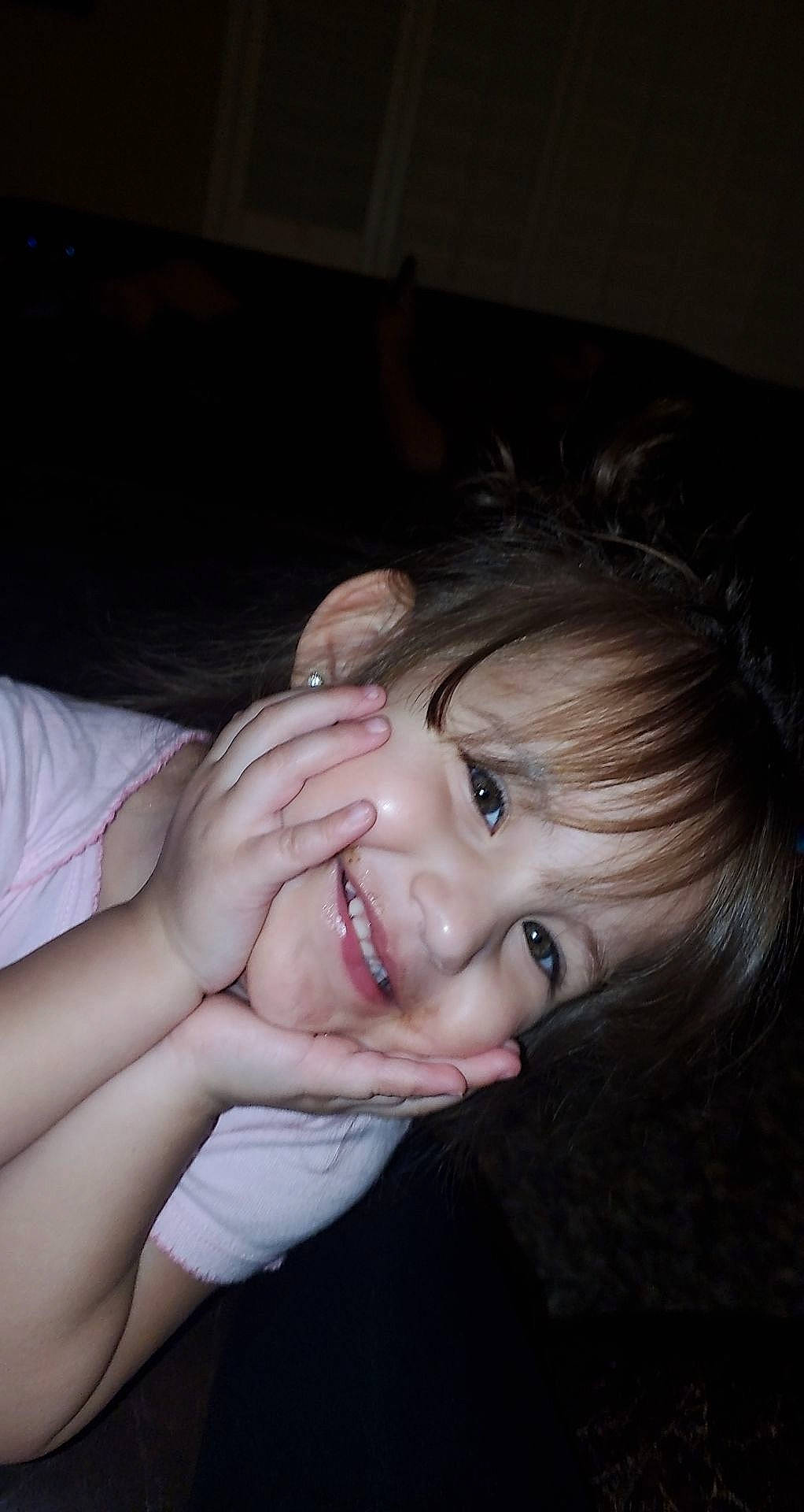 Elia is registered to the contest to win money with this photo: beauty, black_hair, cheek, child, chin, close_up, eye, eyebrow, face, finger, fun, gesture, hair, hand, head, joy, lip, mouth, neck, nose