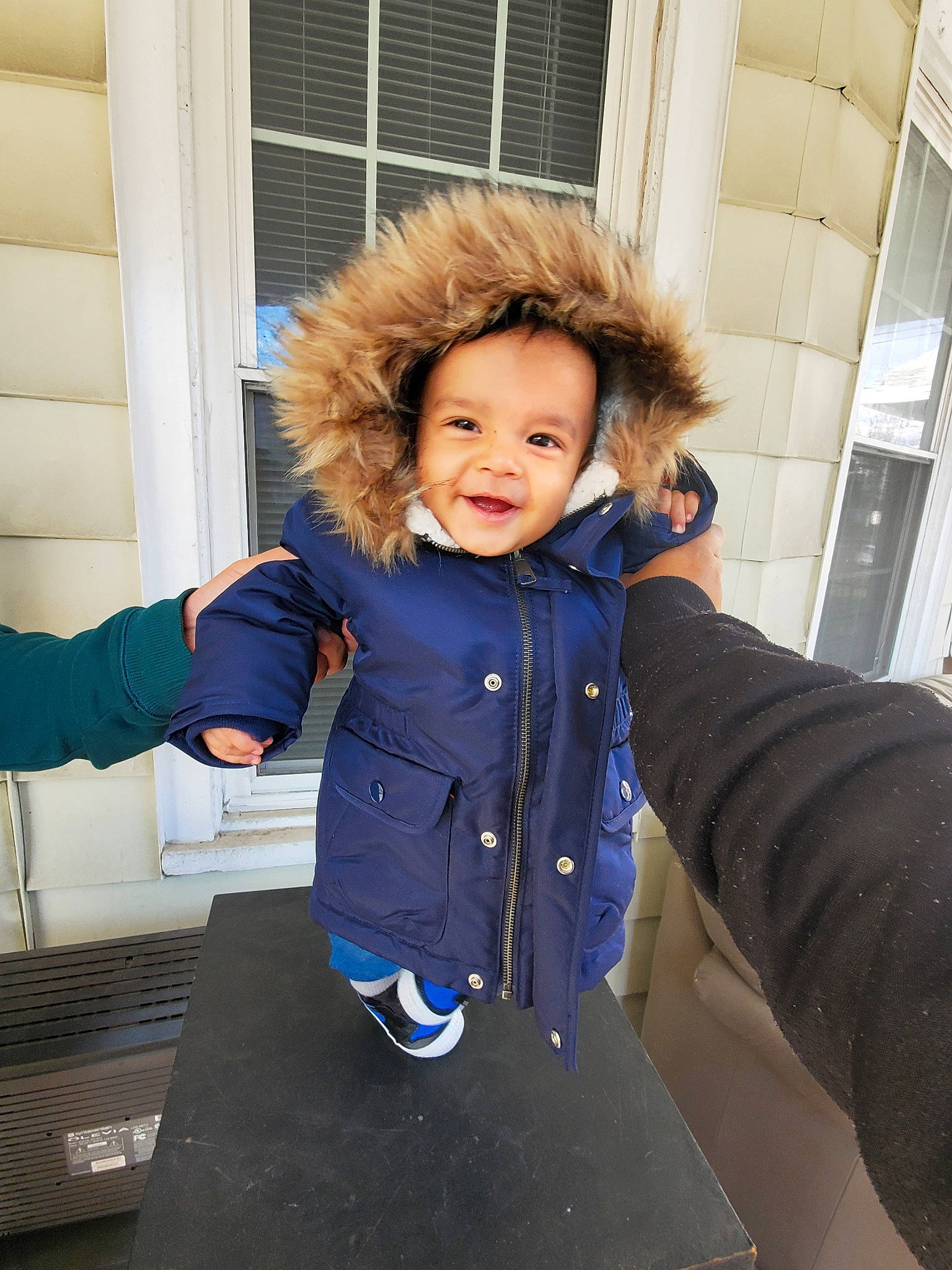 Kaleb joined the competition — help win amazing prizes! child, coat, fur, fur_clothing, jacket, outerwear, overcoat, parka, person, toddler