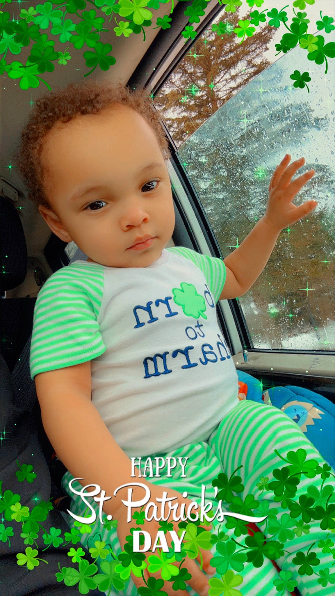 Zaiquan is registered to the contest to win money with this photo: baby, baby_toddler_clothing, child, cool, facial_expression, font, fun, grass, green, hairstyle, happy, leisure, person, photo_caption, plant, play, sitting, skin, t_shirt, toddler