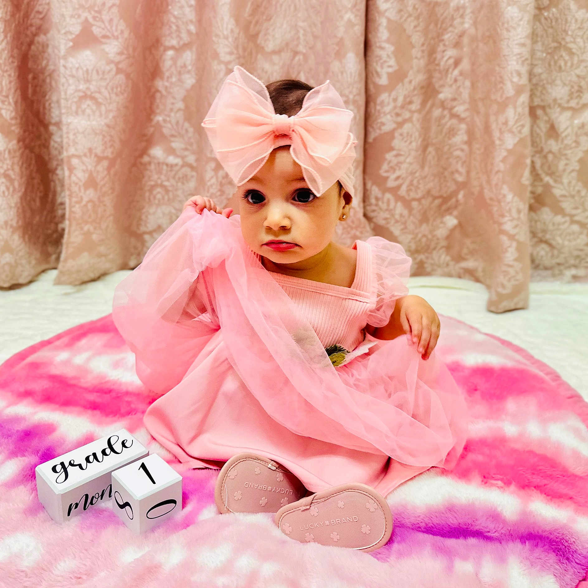 Daphne joined the competition — help win amazing prizes! baby, bed, blanket, clothing, costume, doll, dress, face, fashion, formalwear, furniture, gown, hair, head, person, photography, portrait, sitting, sleeve, toy