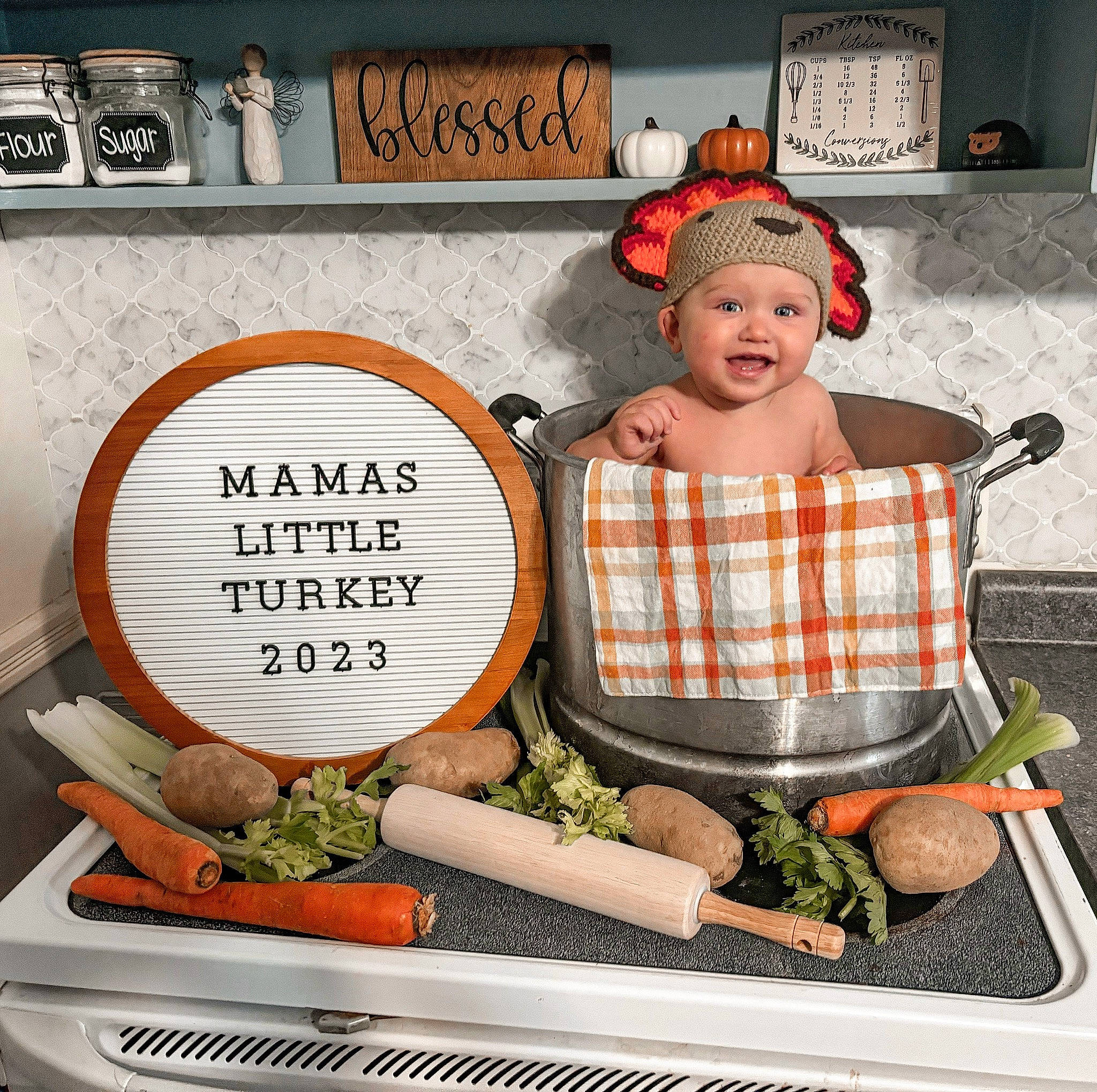 Jensen is registered to the contest to win money with this photo: advertising, basket, chef, cook, cooking, cuisine, font, food, food_group, fruit, happy, headwear, ingredient, joy, junk_food, local_food, natural_foods, person, picture_frame, recipe