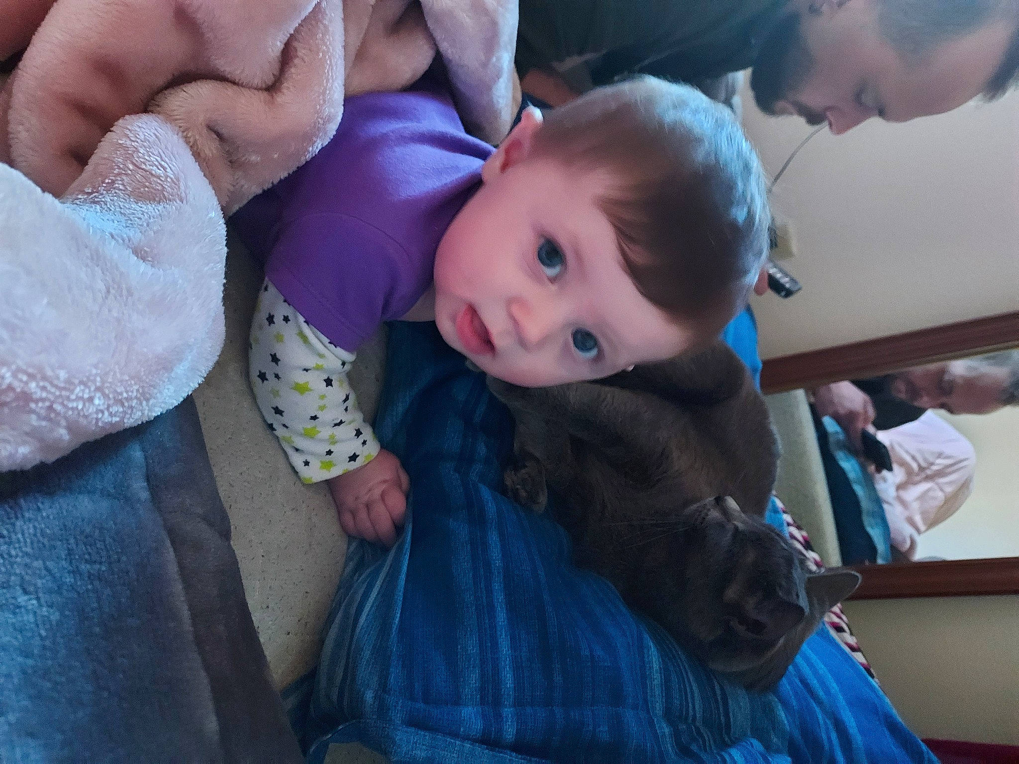 Aura joined the competition — help win amazing prizes! baby, baby_products, blue, child, comfort, event, eye, finger, fun, fur, gesture, hair, happy, head, lap, room, sitting, skin, toddler, tree