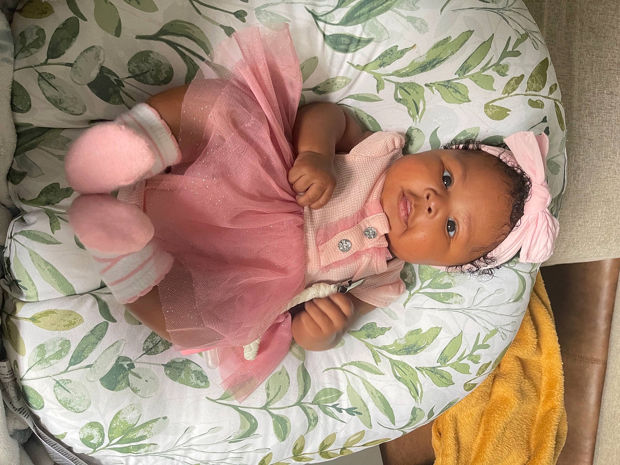 Nola joined the competition — help win amazing prizes! baby, baby_products, baby_sleeping, baby_toddler_clothing, cheek, child, comfort, eye, facial_expression, finger, hand, head, headgear, infant_bed, mammal, person, pink, skin, sleeve, textile