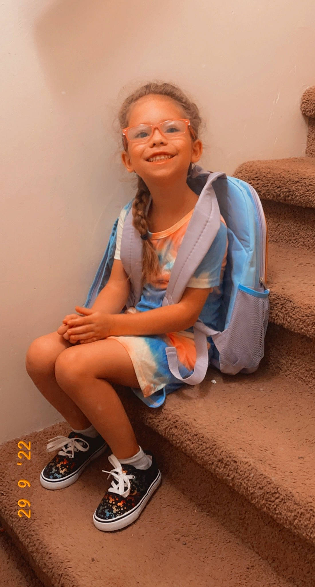 Addilyn joined the competition — help win amazing prizes! electric_blue, eyewear, face, fun, happy, head, human_leg, joint, joy, knee, leg, leisure, organ, outdoor_shoe, person, shoe, shoulder, sitting, smile, sneakers