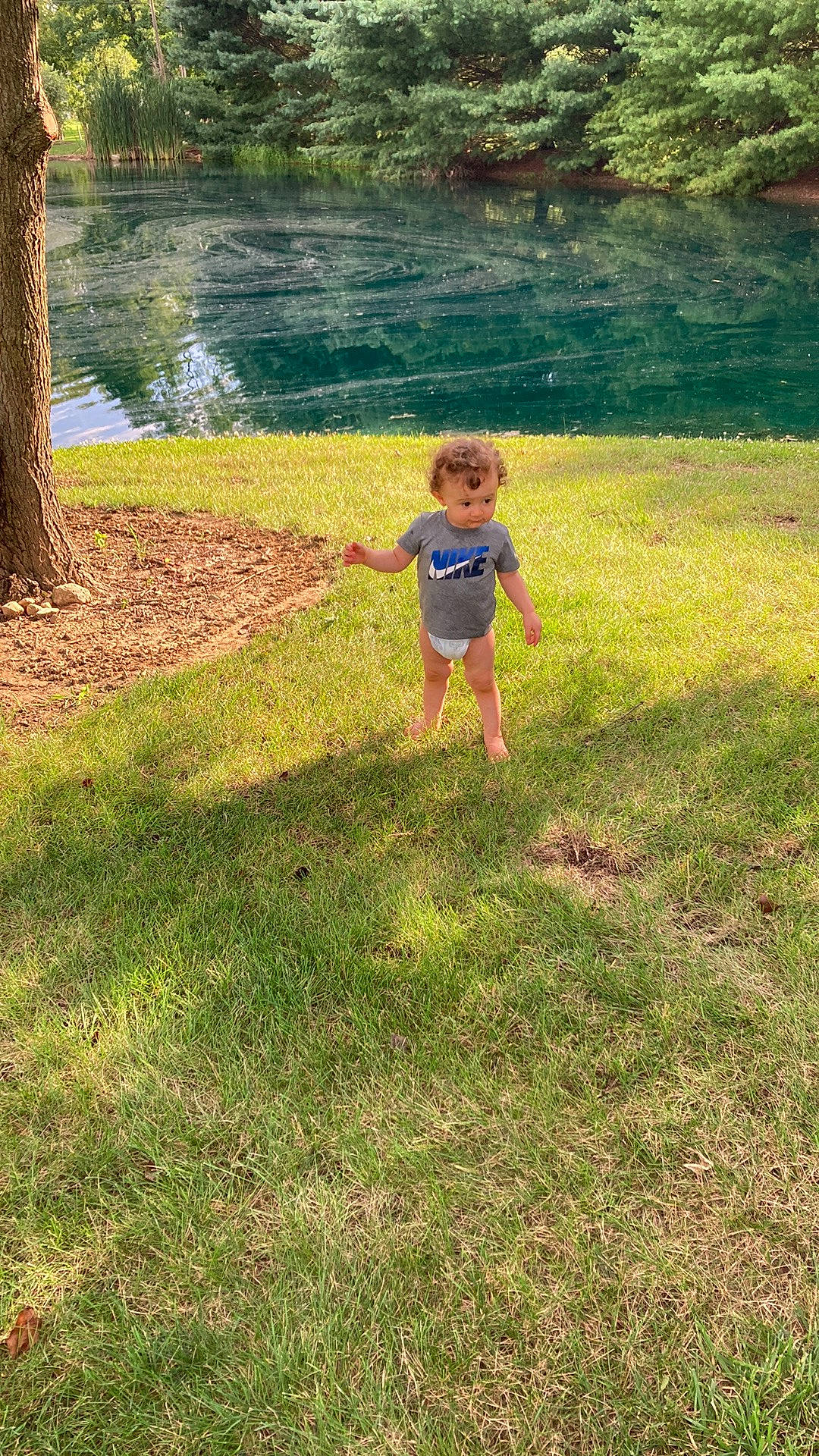 Jacob joined the competition — help win amazing prizes! baby, barefoot, fun, grass, grassland, groundcover, happy, lake, landscape, lawn, leisure, meadow, natural_landscape, people_in_nature, person, plant, recreation, soil, toddler, tree