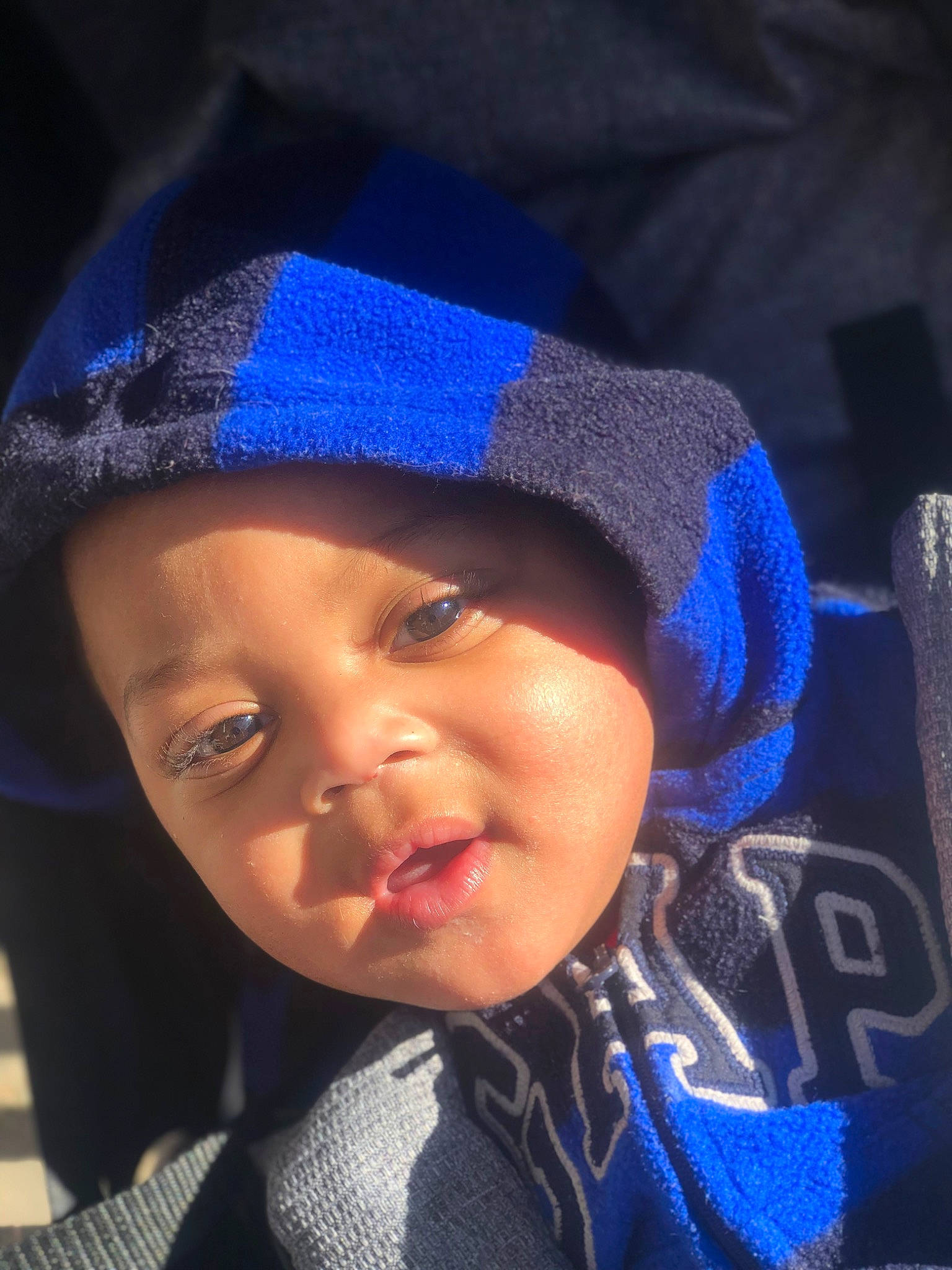 Josiah joined the competition — help win amazing prizes! baby, blue, cap, cheek, child, cool, costume_hat, electric_blue, eyebrow, fashion_accessory, flash_photography, fun, happy, headgear, headwear, helmet, magenta, person, personal_protective_equipment, purple