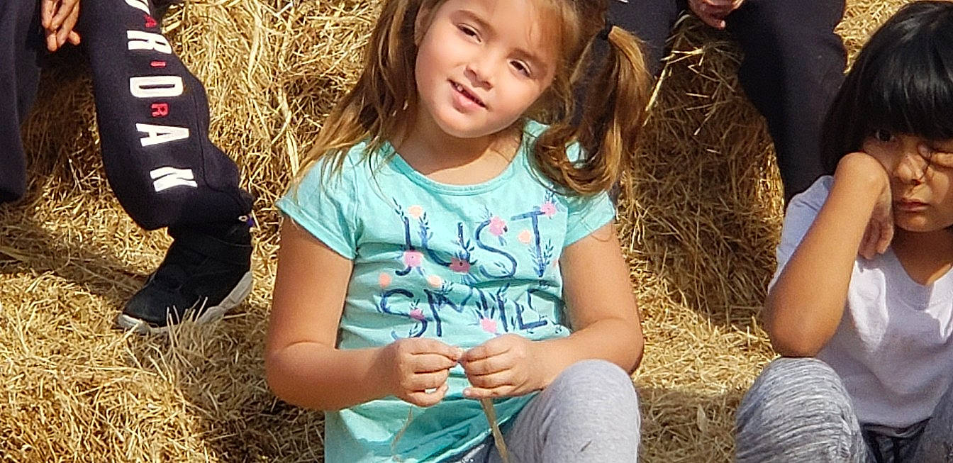 Amelia is registered to the contest to win money with this photo: adaptation, child, fun, grass, grass_family, hay, long_hair, person, plant, straw