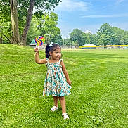 Asia joined the competition — help win amazing prizes! child, girl, lollipop, dress, grass, outdoor, park, trees, smiling, happy, summer, nature, play, footwear, sky, greenery, sunlight, cute, youth, recreation