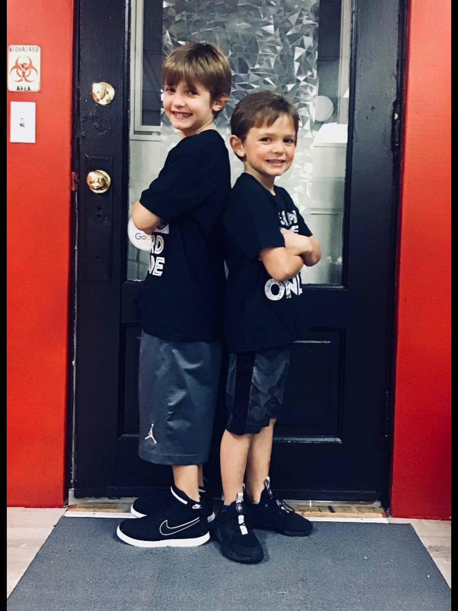 Aydin joined the competition — help win amazing prizes! child, door, footwear, fun, joint, joy, male, muscle, person, room, shoe, shoulder, snapshot, sportswear, standing, t_shirt, toddler