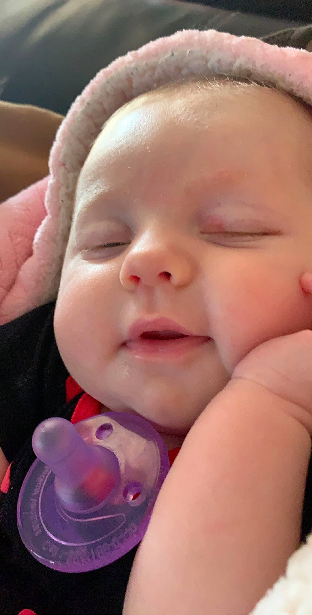Ellie joined the competition — help win amazing prizes! baby, birth, cheek, child, close_up, ear, eye, face, finger, hand, head, lip, mouth, nose, person, pink, skin, sleep, toddler