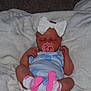 Everleigh Janis Mae joined the competition — help win amazing prizes! baby, infant, sleeping, pacifier, bow, white_blanket, socks, pink, blue_clothing, newborn, hands, feet, carpet, cozy, cute, resting, child, soft, indoors, portrait