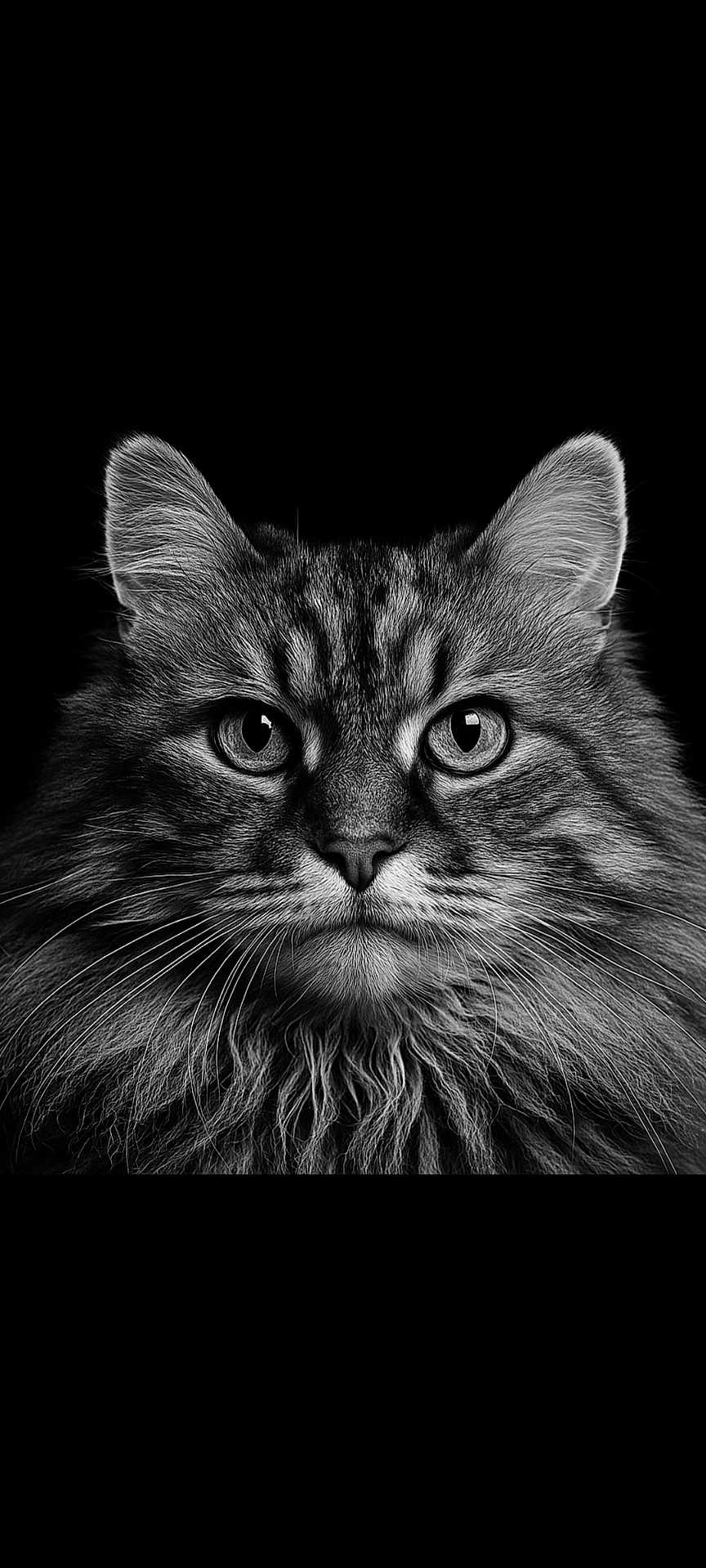 Brownie joined the competition — help win amazing prizes! cat, close_up, portrait, black_and_white, fluffy, feline, animal, whiskers, ears, fur, eyes, face, domestic_cat, mammal, pet, studio, background, monochrome, intense_gaze, animal_portrait