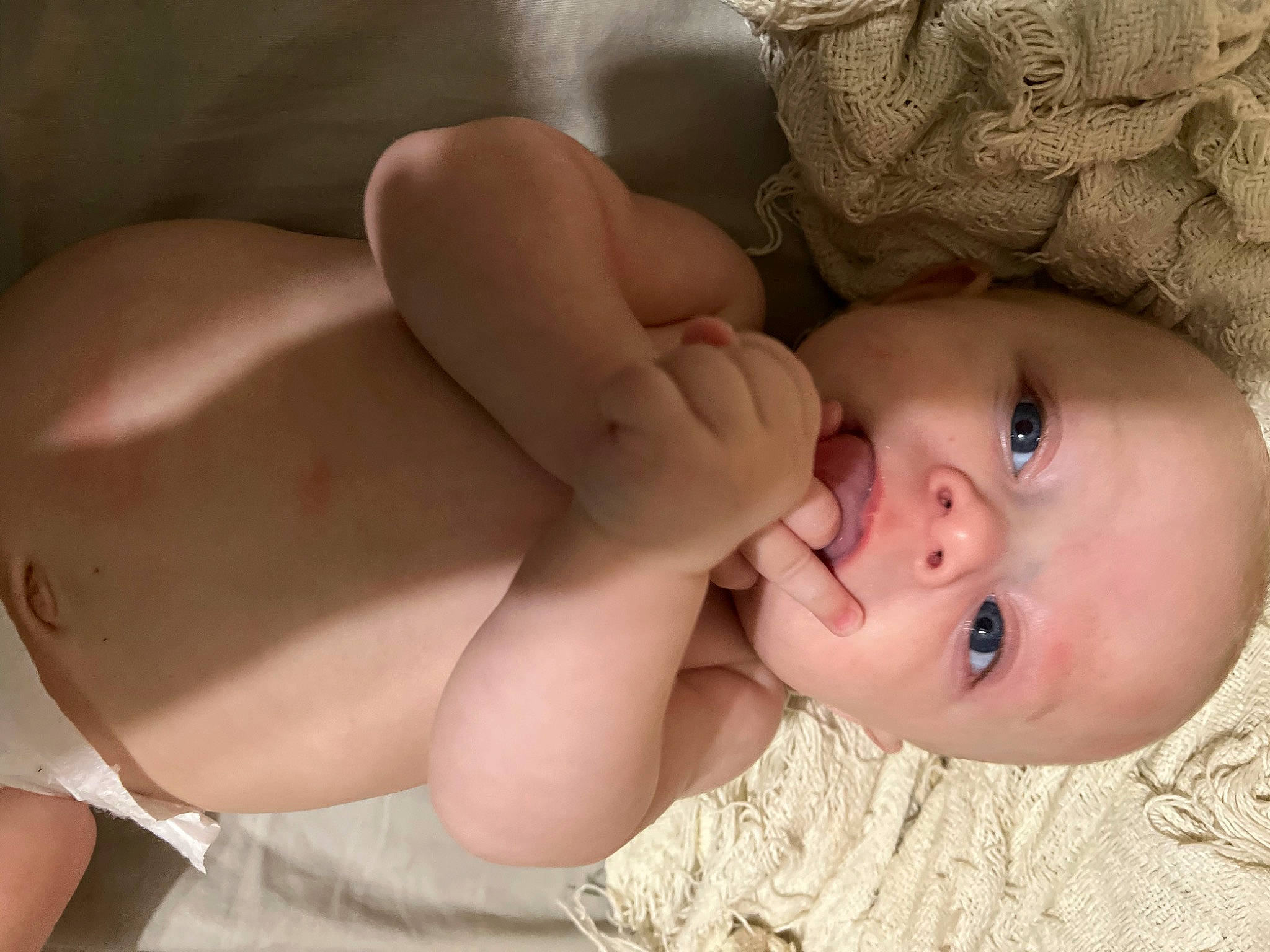 Aubriella is registered to the contest to win money with this photo: arm, baby, cheek, chest, comfort, eye, eyelash, face, finger, gesture, hand, head, human_body, iris, lip, mouth, nose, person, skin, stomach