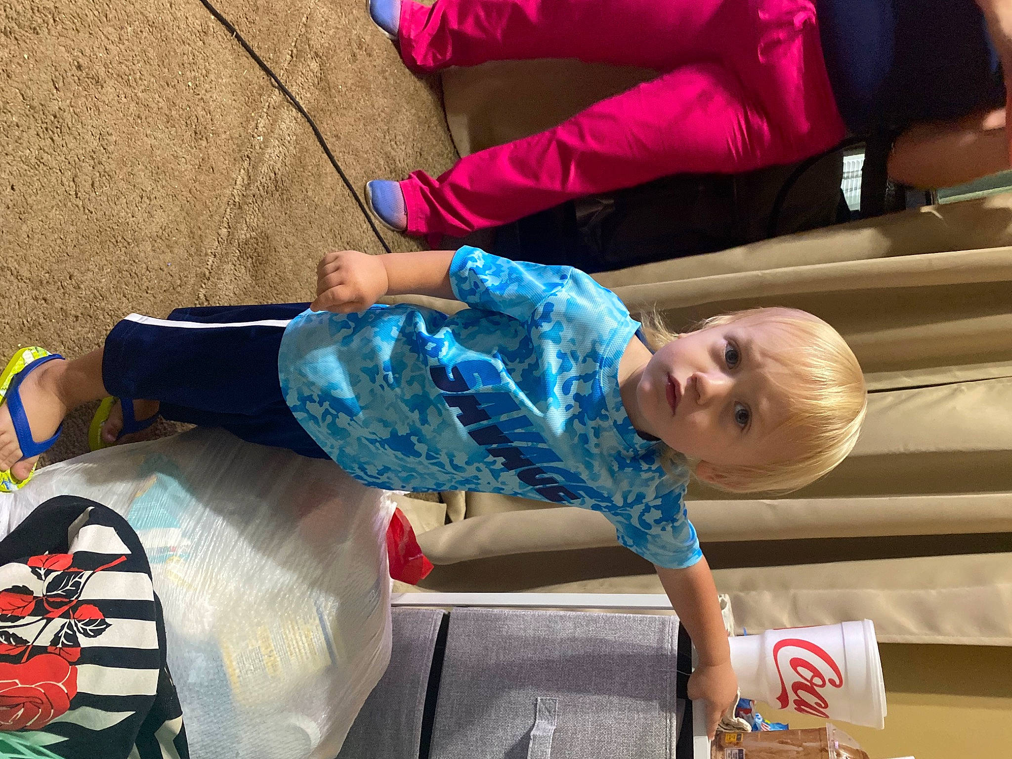 Braxton Michael is registered to the contest to win money with this photo: baby, baby_products, child, electric_blue, fun, happy, leisure, person, play, recreation, shorts, sitting, tin_can, toddler, vacation, water