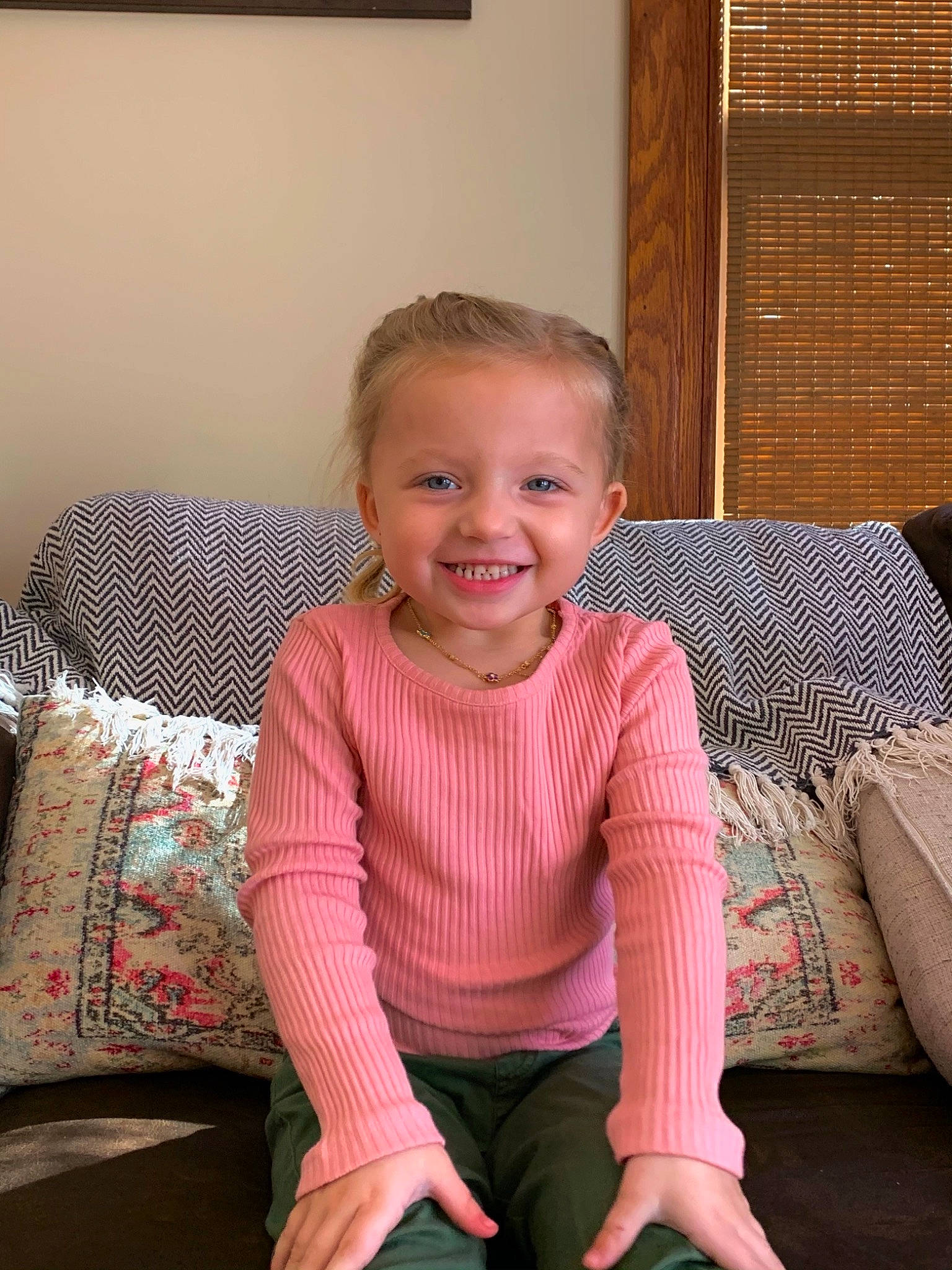 Analyse joined the competition — help win amazing prizes! arm, child, face, joy, leg, outerwear, person, pink, sitting, sleeve, smile, standing, toddler