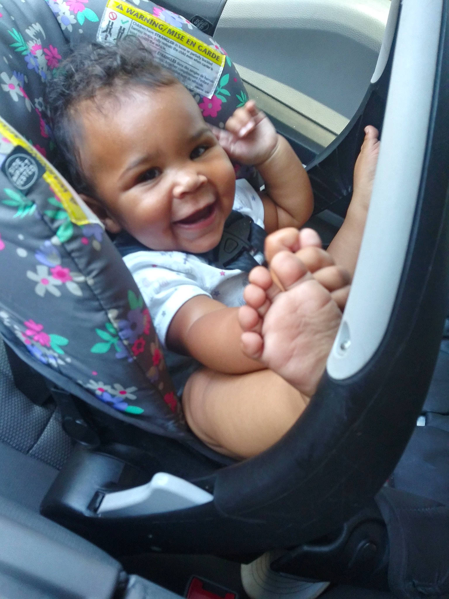 Leahni joined the competition — help win amazing prizes! auto_part, baby, baby_carriage, baby_in_car_seat, baby_products, car_seat, child, finger, foot, fun, leg, person, pink, plant, product, sitting, skin, smile, toddler, vacation