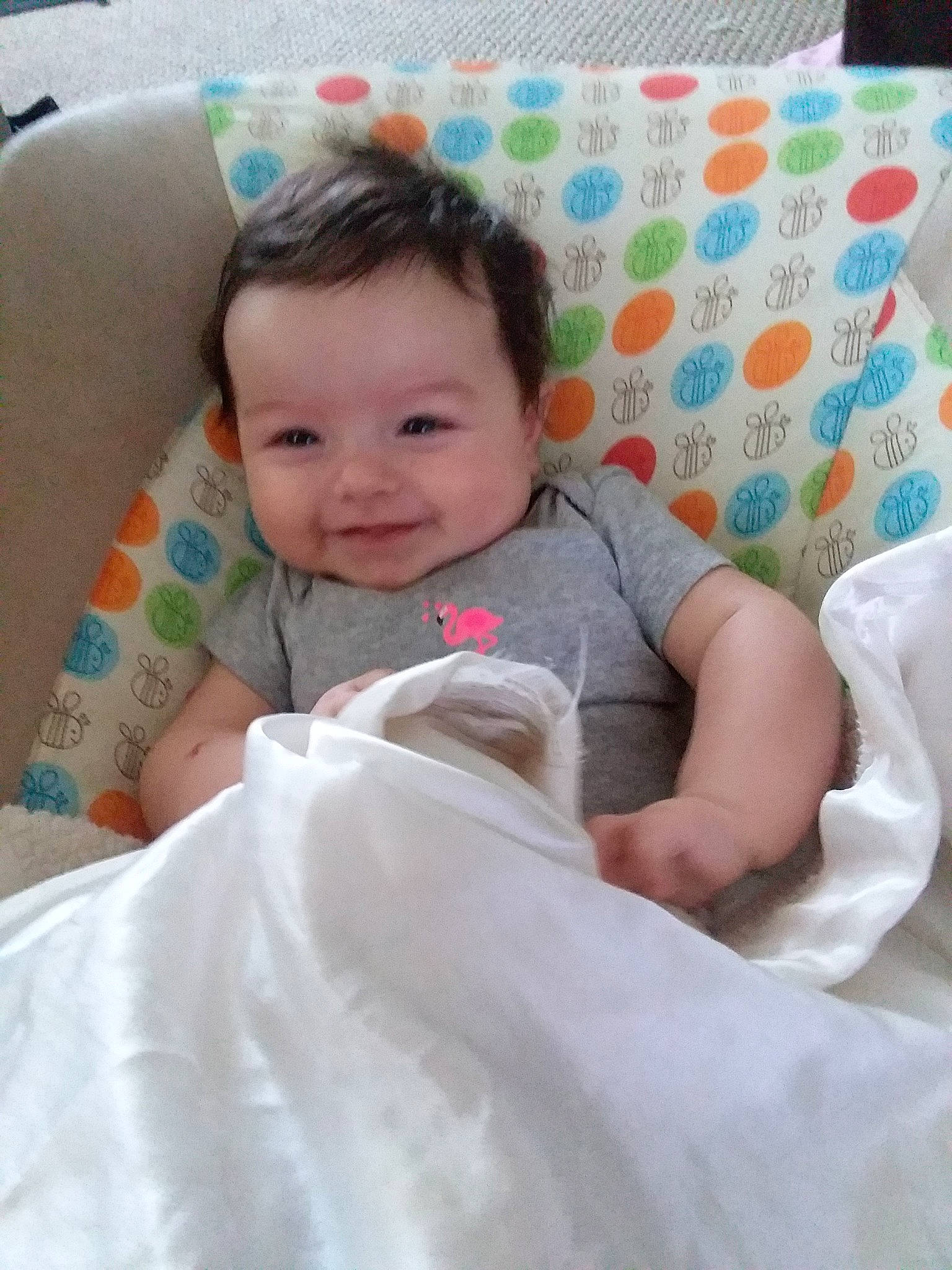 Coral joined the competition — help win amazing prizes! baby, beauty, blanket, cheek, child, linens, nose, person, product, skin, smile, textile, toddler