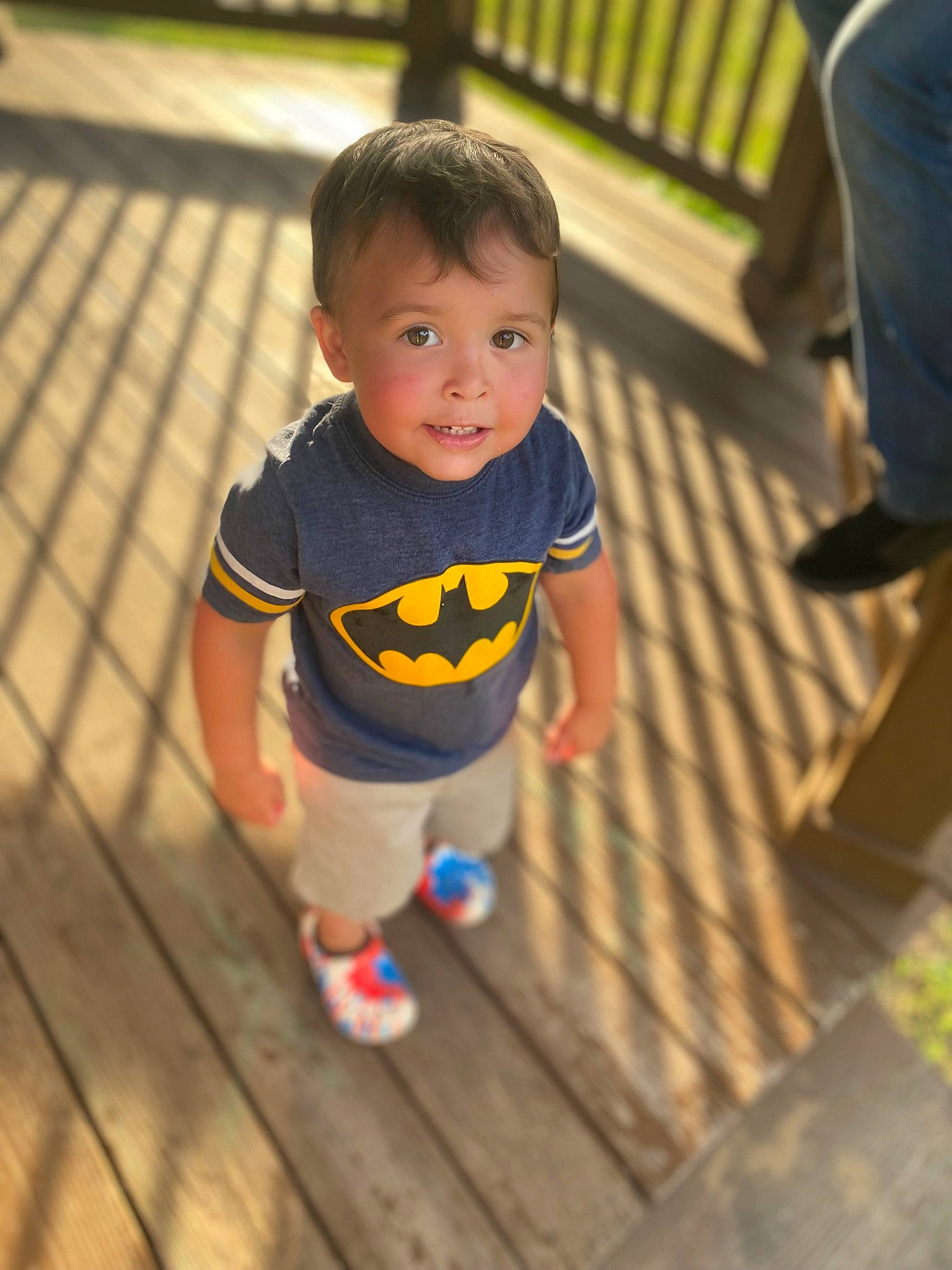 Ezekiel joined the competition — help win amazing prizes! baby, baby_toddler_clothing, child, floor, flooring, fun, grass, happy, hardwood, joint, leg, leisure, person, recreation, skin, smile, standing, t_shirt, toddler, wood