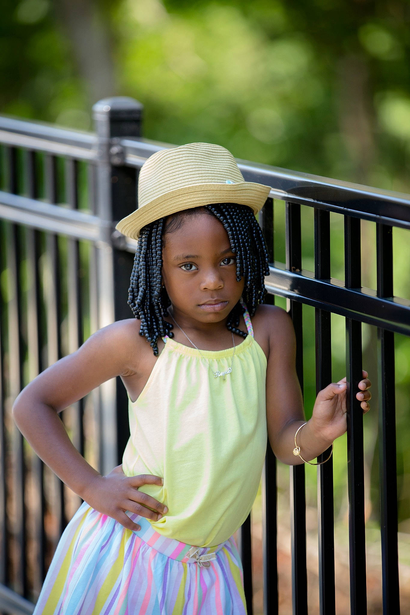 Reese is registered to the contest to win money with this photo: beauty, botany, child, child_model, dress, fashion_accessory, happy, hat, headgear, leisure, person, photo_shoot, photography, skin, smile, summer, sun_hat, toddler, tree, vacation