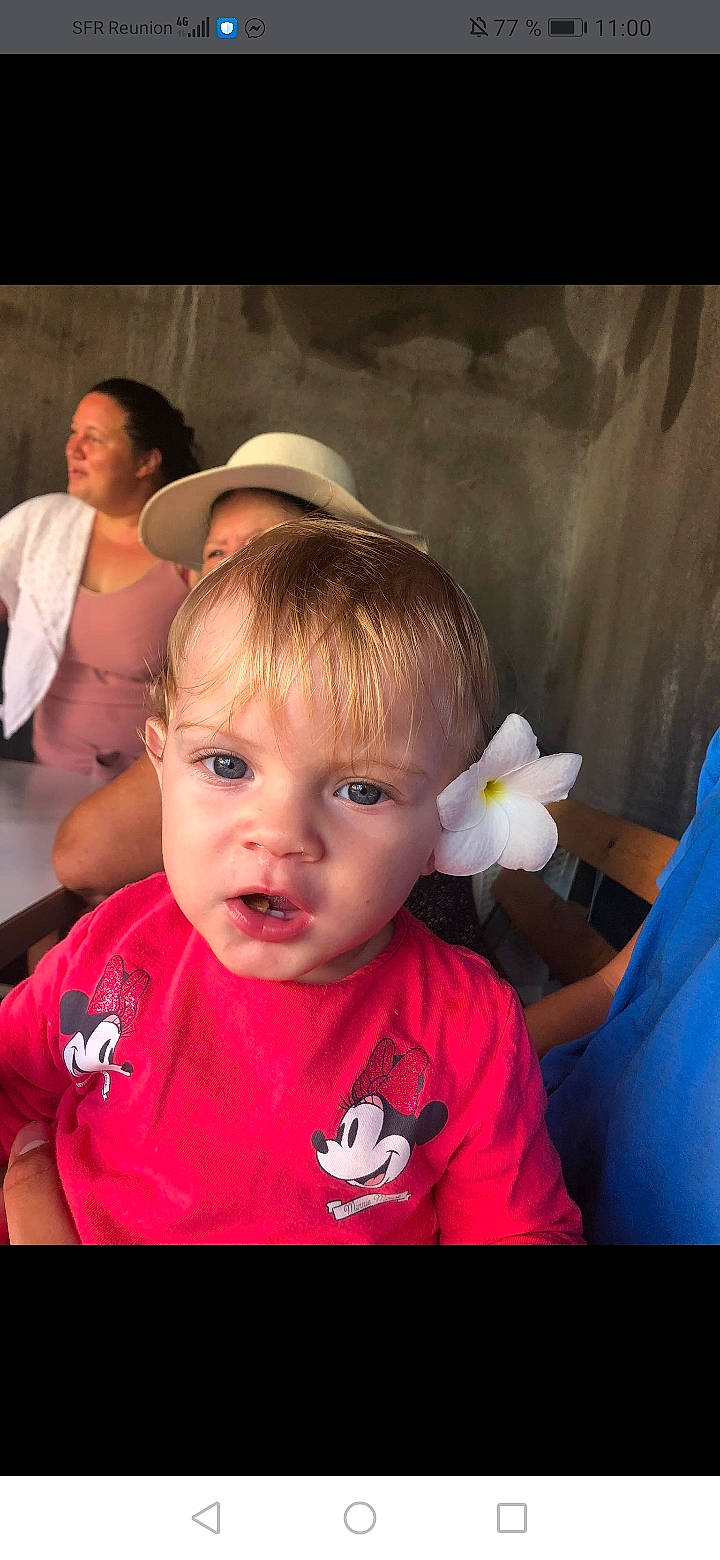 Alya participe au concours pour gagner de l'argent avec cette photo : baby, baseball_cap, cheek, child, flash_photography, flower, fun, happy, hat, iris, nose, person, petal, pink, plant, selfie, sitting, smile, sun_hat, t_shirt