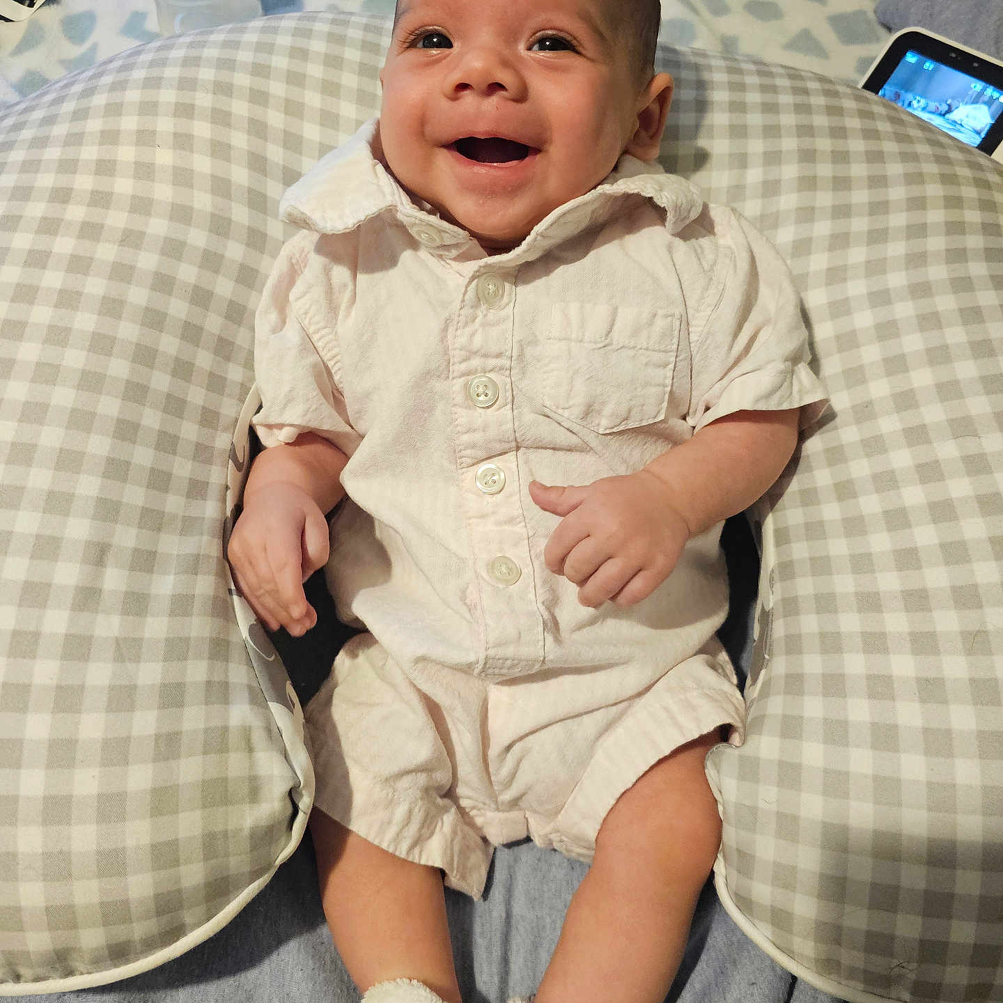 Giovanni joined the competition — help win amazing prizes! baby, clothing, couch, cushion, electronics, face, furniture, head, homedecor, hosiery, linen, mobilephone, pants, person, phone, photography, portrait, shorts, sitting, sock