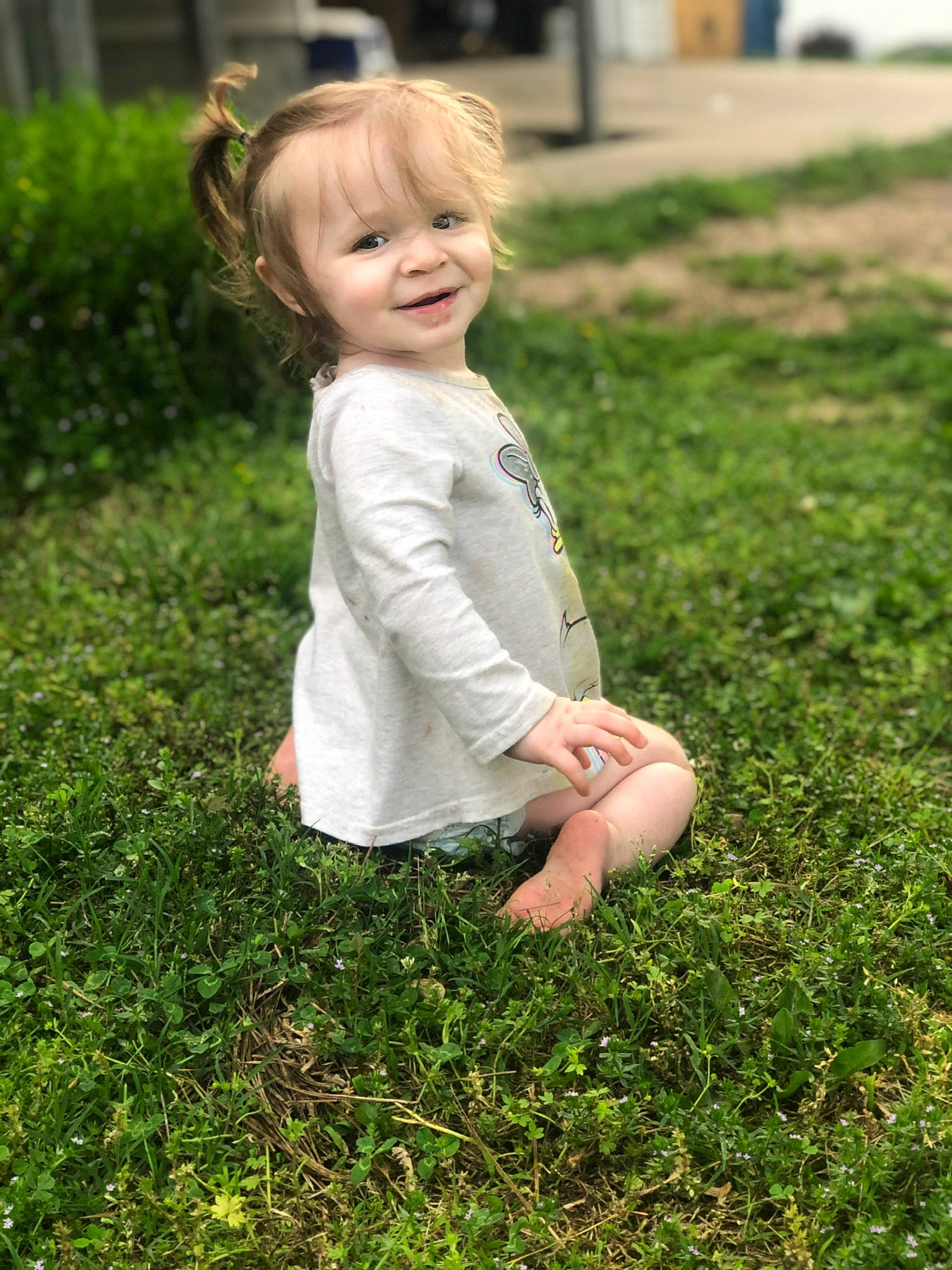 Madalynn joined the competition — help win amazing prizes! baby, blond, child, dress, grass, grass_family, green, joy, lawn, leaf, meadow, people, person, photograph, photography, plant, sitting, skin, smile, spring