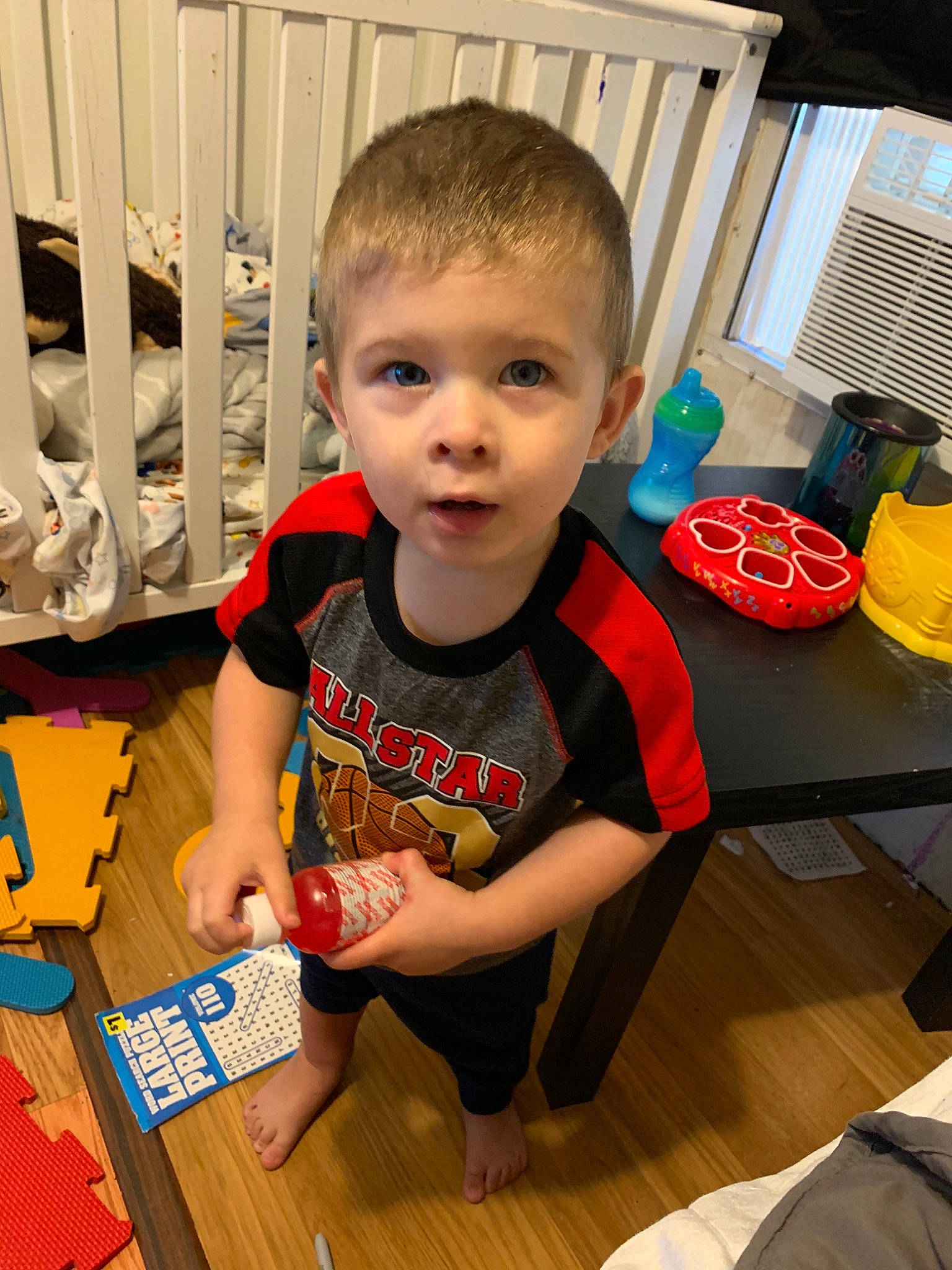 Hayden joined the competition — help win amazing prizes! baby, child, fun, person, play, t_shirt, toddler, toy, vacation