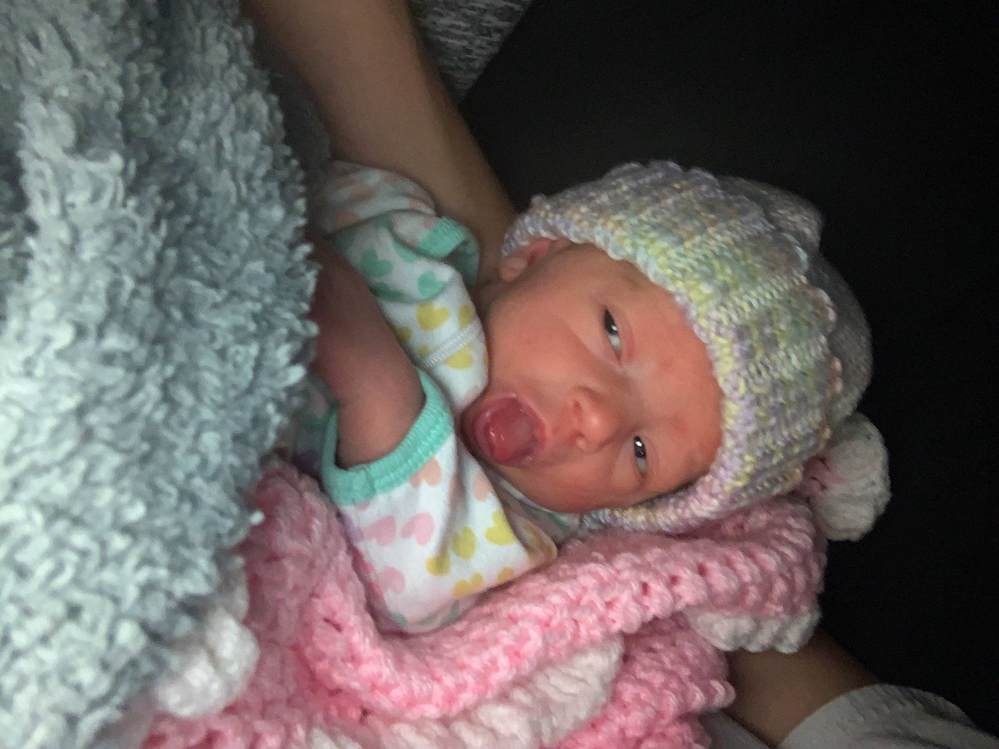 Kensley is registered to the contest to win money with this photo: baby, baby_toddler_clothing, cap, cheek, comfort, eye, finger, head, headwear, human_body, iris, knit_cap, lip, mouth, nose, person, skin, sleeve, thumb, toddler