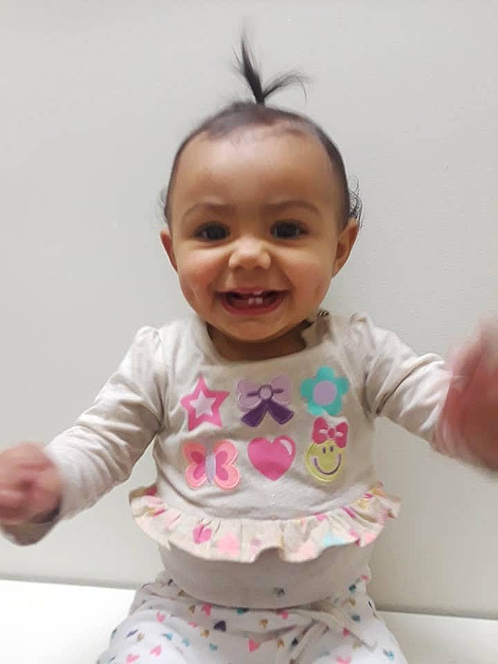 Kyliah joined the competition — help win amazing prizes! baby, baby_laughing, baby_toddler_clothing, cheek, child, ear, face, facial_expression, happy, head, joy, lip, person, pink, skin, sleeve, smile, toddler