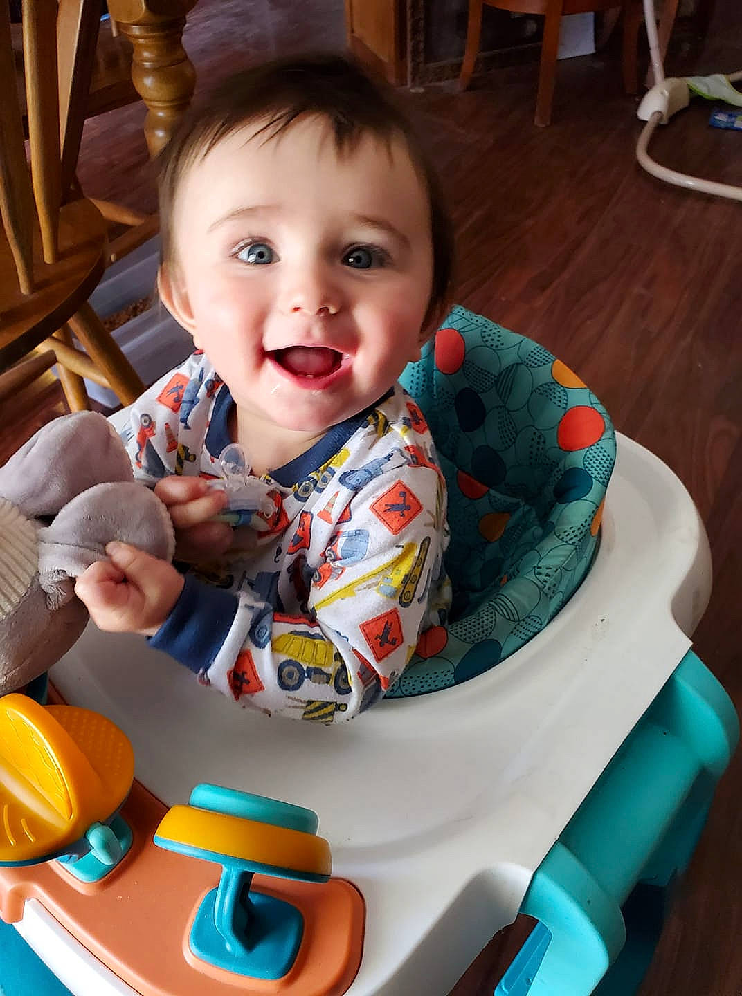 Dillon joined the competition — help win amazing prizes! baby, child, person, play, sitting, smile, toddler, toy