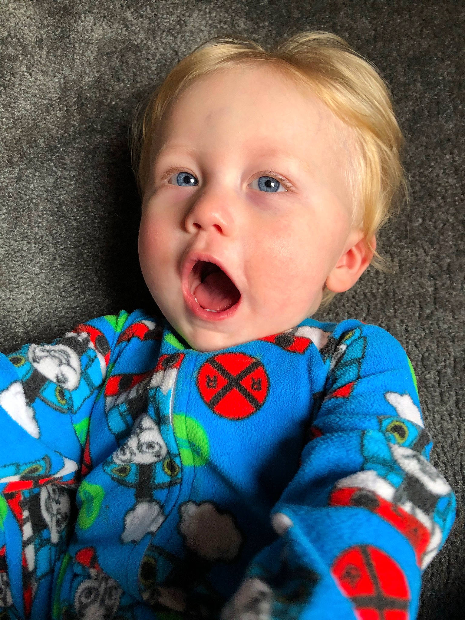 Xander joined the competition — help win amazing prizes! baby, blue, cheek, child, chin, eye, face, facial_expression, head, iris, laugh, lip, mouth, nose, organ, person, photography, smile, surprise, toddler