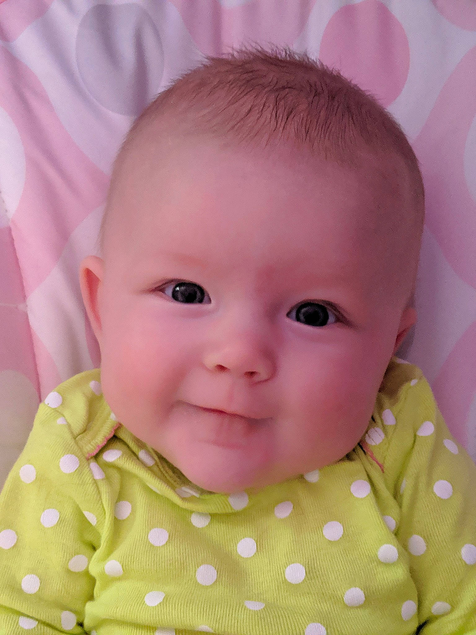 Kaelynn joined the competition — help win amazing prizes! baby, beauty, brown_hair, cheek, child, chin, close_up, design, eye, face, forehead, head, iris, lip, mouth, nose, pattern, person, pink, skin