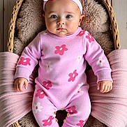 Kenza participe au concours pour gagner de l'argent avec cette photo : baby, infant, child, pink_clothing, headband, basket, blanket, soft_texture, blue_eyes, cute, indoors, portrait, cozy, knitwear, newborn, relaxed, lying_down, baby_girl, warm, adorable