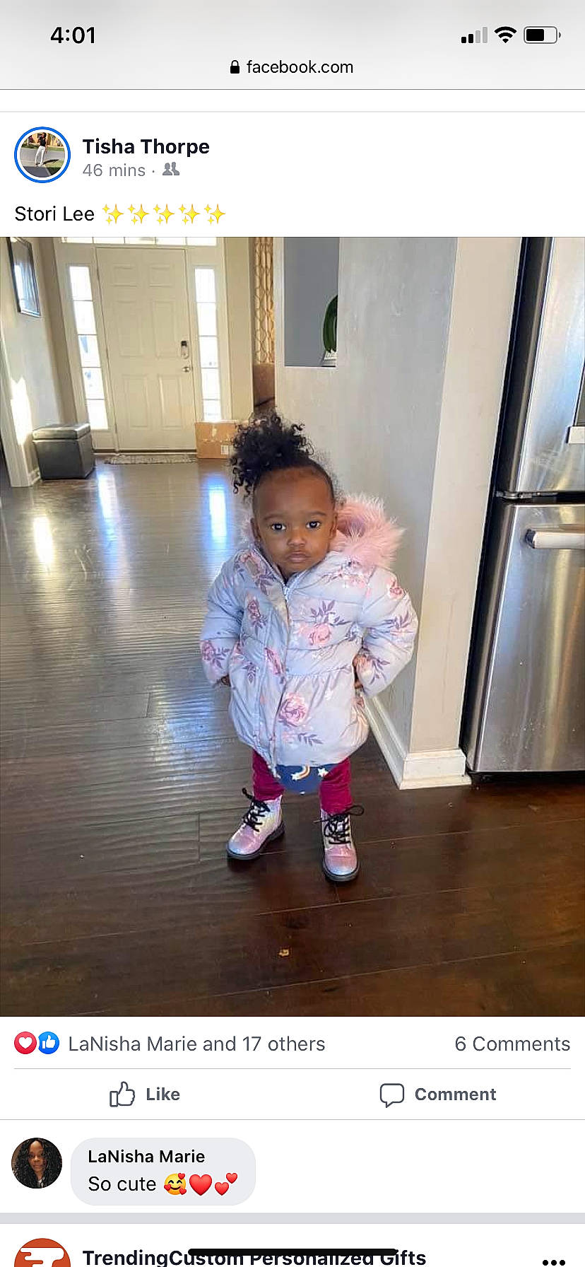 Stori is registered to the contest to win money with this photo: baby, baby_toddler_clothing, child, door, floor, flooring, happy, hardwood, human_leg, laminate_flooring, magenta, pattern, person, room, sitting, sleeve, sock, toddler, wood, wood_flooring