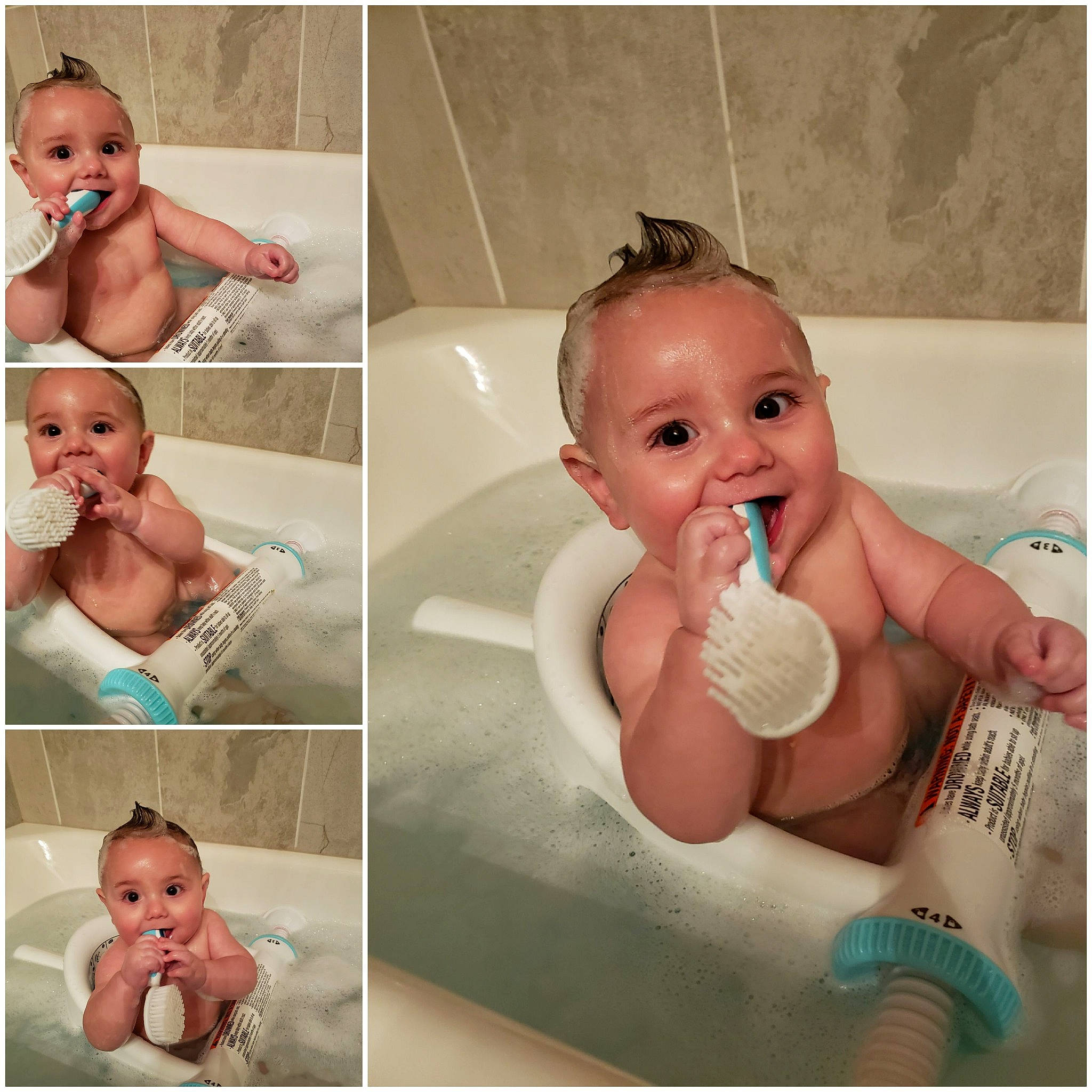 Daxtyn joined the competition — help win amazing prizes! baby, baby_bathing, baby_making_funny_faces, bathing, bathtub, birth, child, joy, nose, person, plumbing_fixture, product, toddler, washing