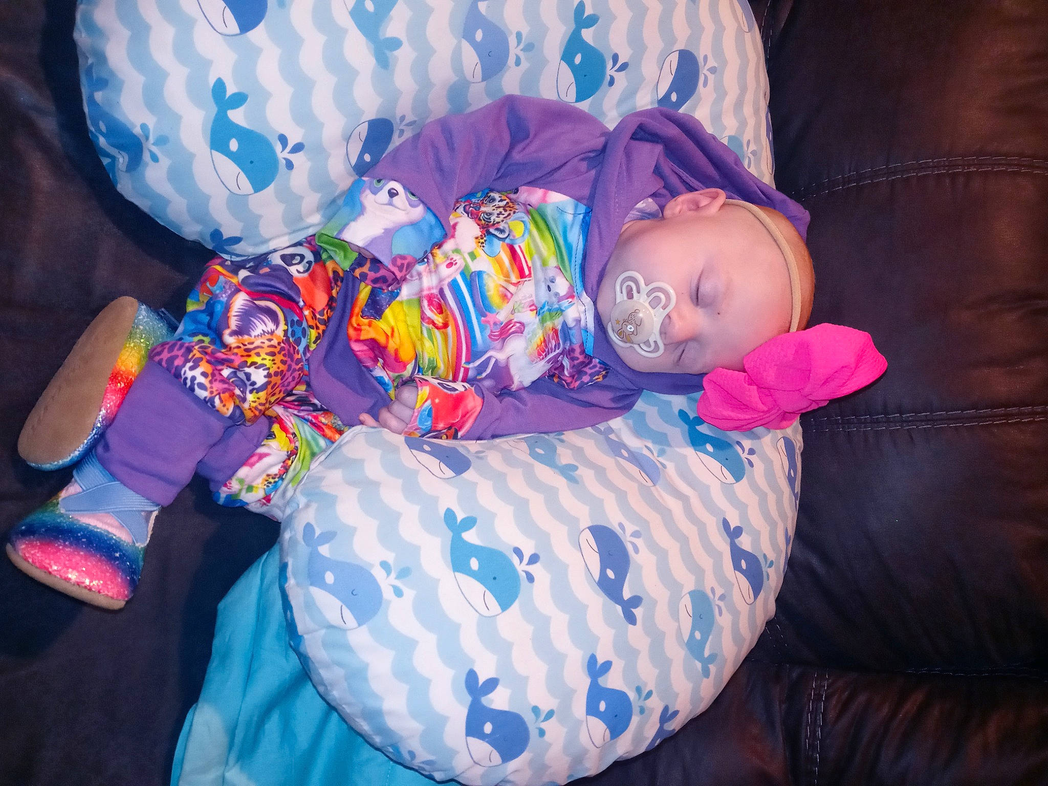 Adelyn joined the competition — help win amazing prizes! baby, baby_toddler_clothing, child, cloud, comfort, electric_blue, fun, leg, magenta, nap, orange, pattern, person, pink, plant, purple, sitting, textile, toddler, tree