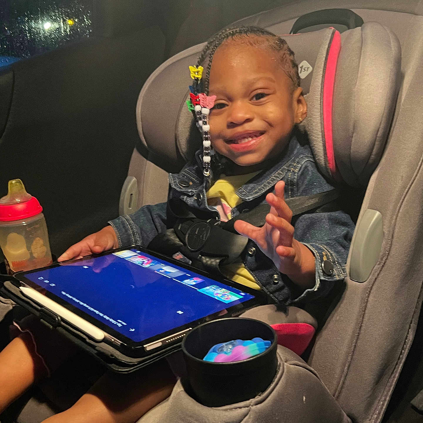 Brookelynn is registered to the contest to win money with this photo: baby, bodypart, car, computer, couch, cushion, electronics, face, finger, furniture, hand, head, homedecor, pc, person, photography, portrait, tabletcomputer, transportation, vehicle