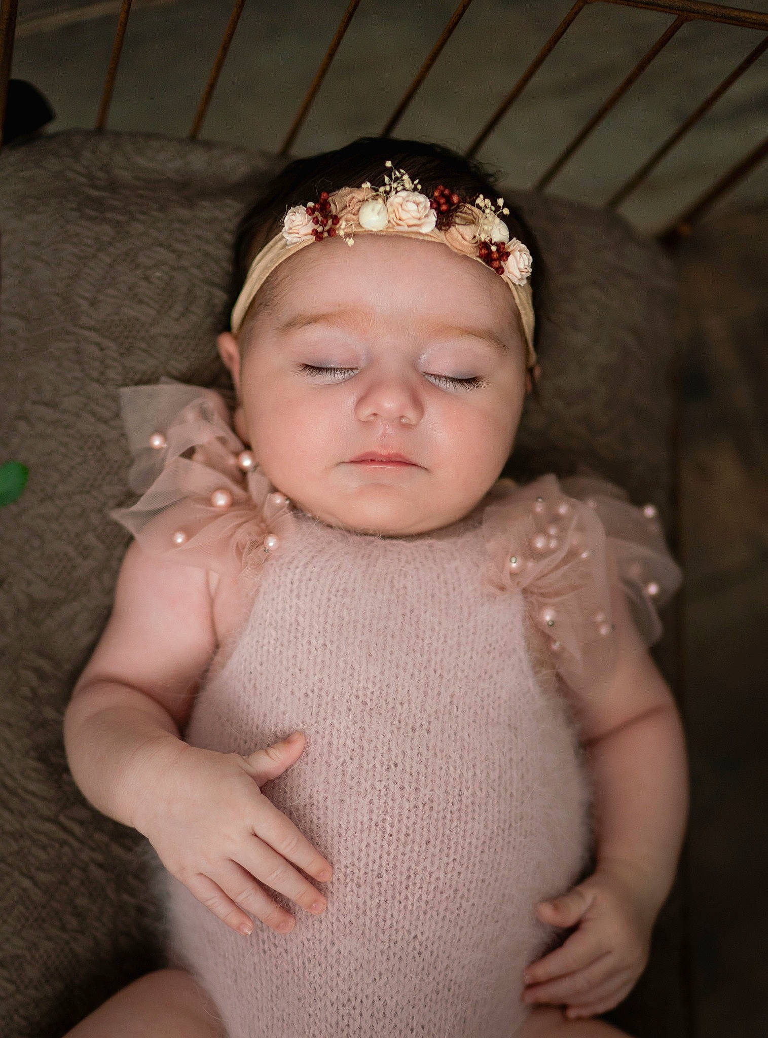 Maddy participe au concours pour gagner de l'argent avec cette photo : baby, baby_toddler_clothing, cheek, chin, dress, embellishment, eye, eyelash, face, flash_photography, gesture, head, headband, headgear, headpiece, headwear, iris, lip, neck, person